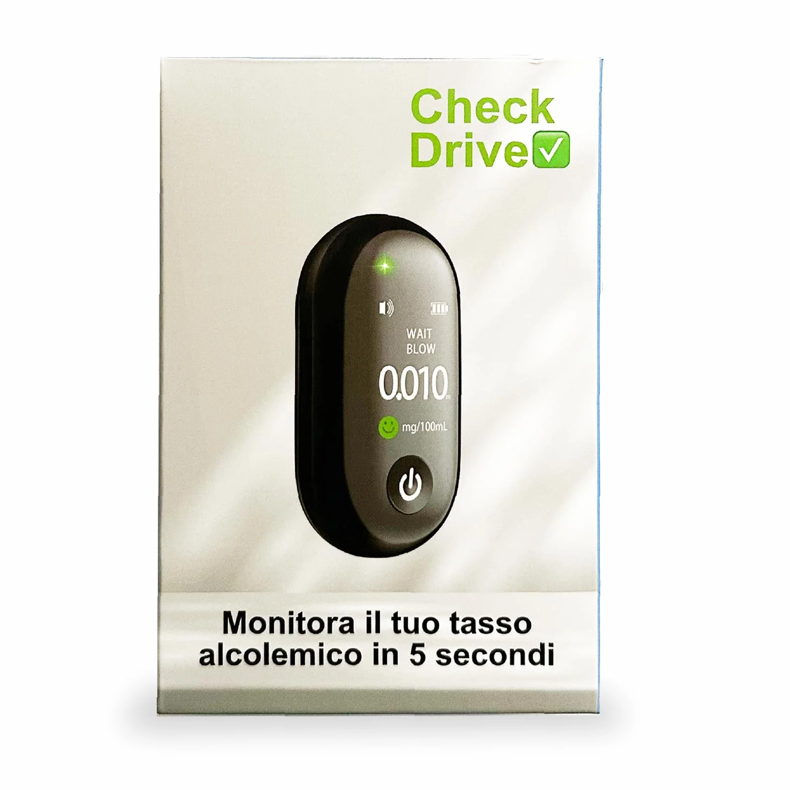 Generico CheckDrive Etilometro Portatile Digitale USB C con Avviso Vocale ITA/ENG Display LED Verde Giallo Rosso
