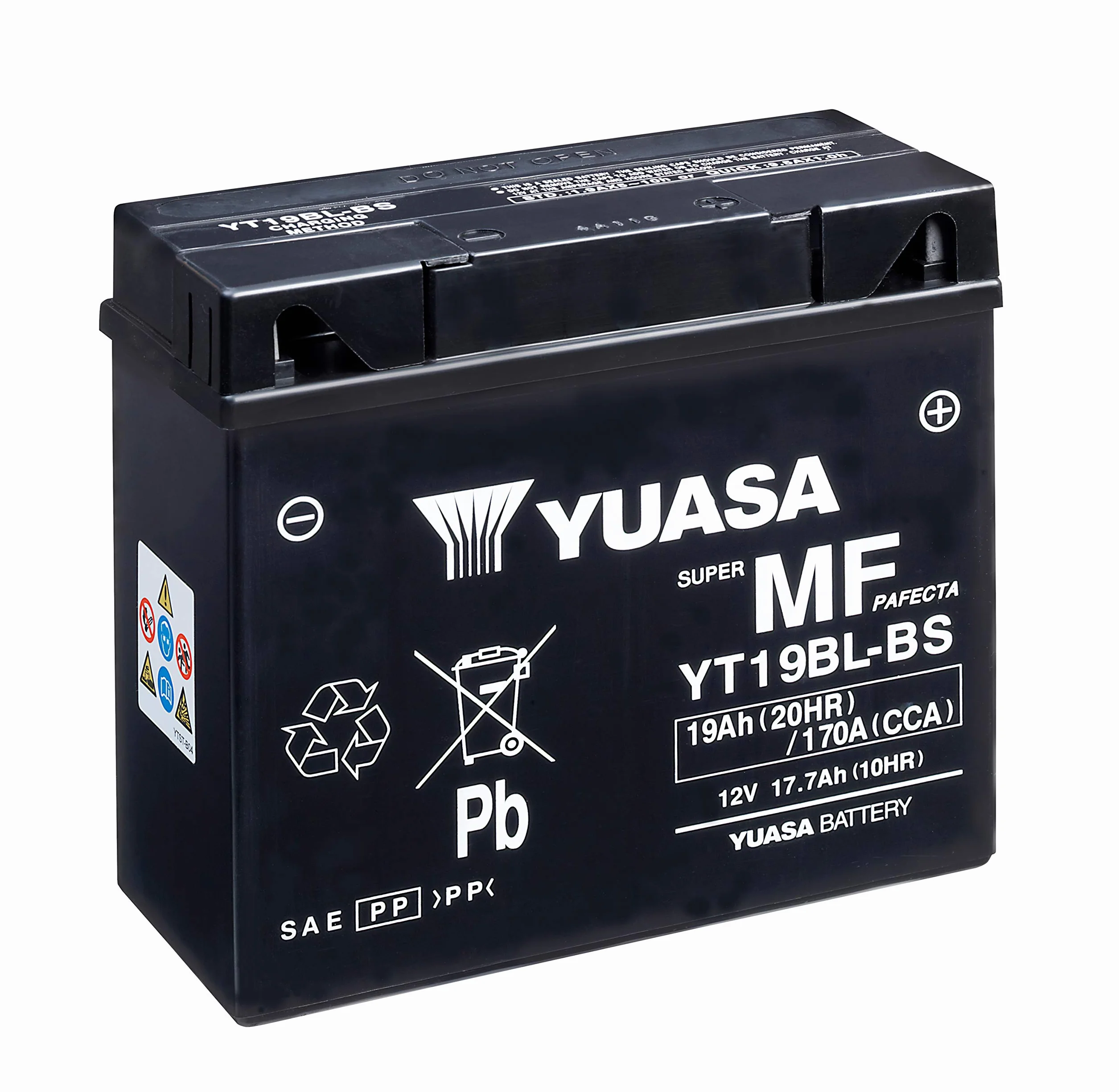 Yuasa YT19BL-BS 12 V 170 CCA pre-riempita e pronta da montare, batteria AGM per moto senza manutenzione