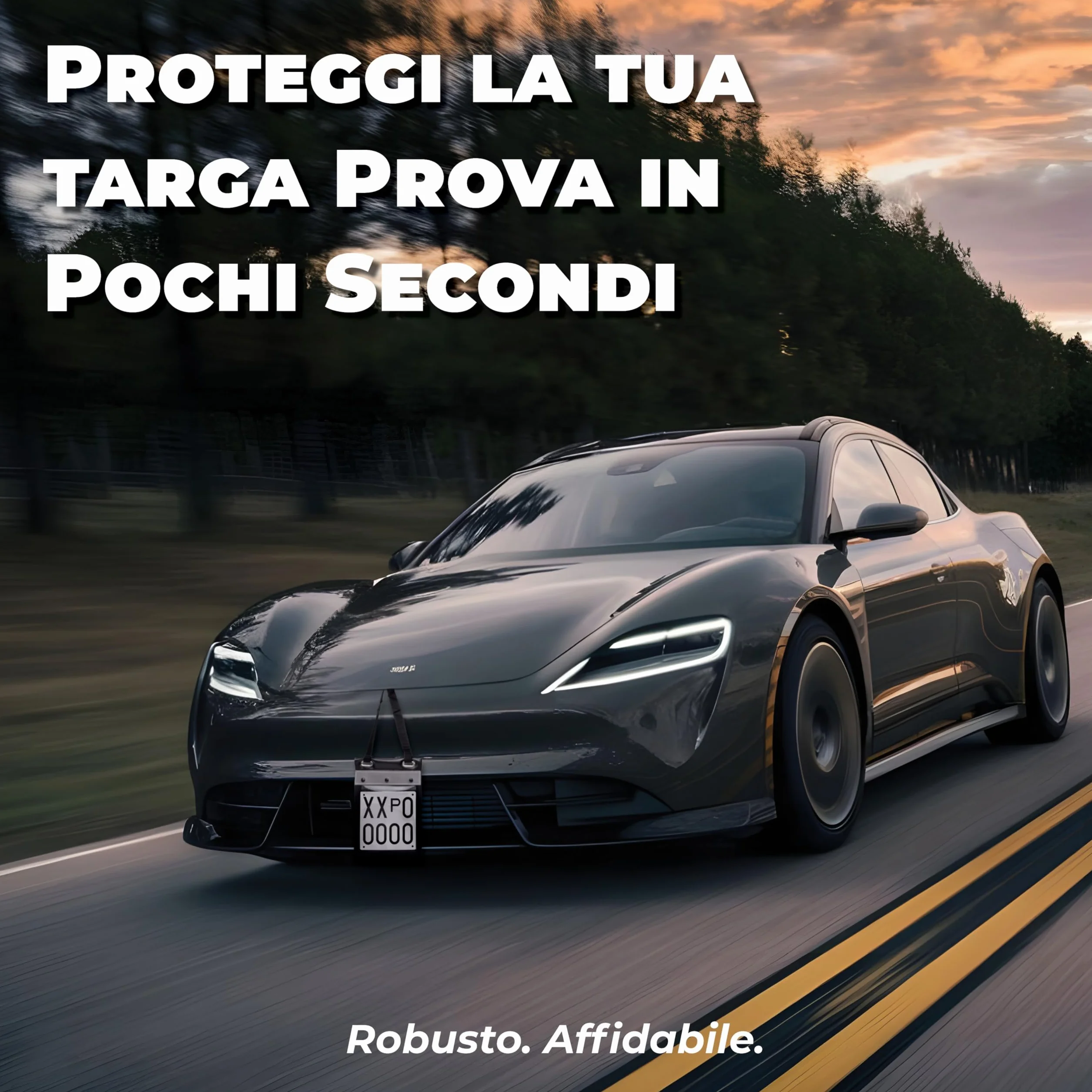 Porta Targa Prova GAMBC® - Universale -25x19 cm - Matricole Italiane - Retro Porta Libretto - Banda Catarinfrangente sul fronte - Per tutti i veicoli - Portatarga prova auto - Custodia per targa prova