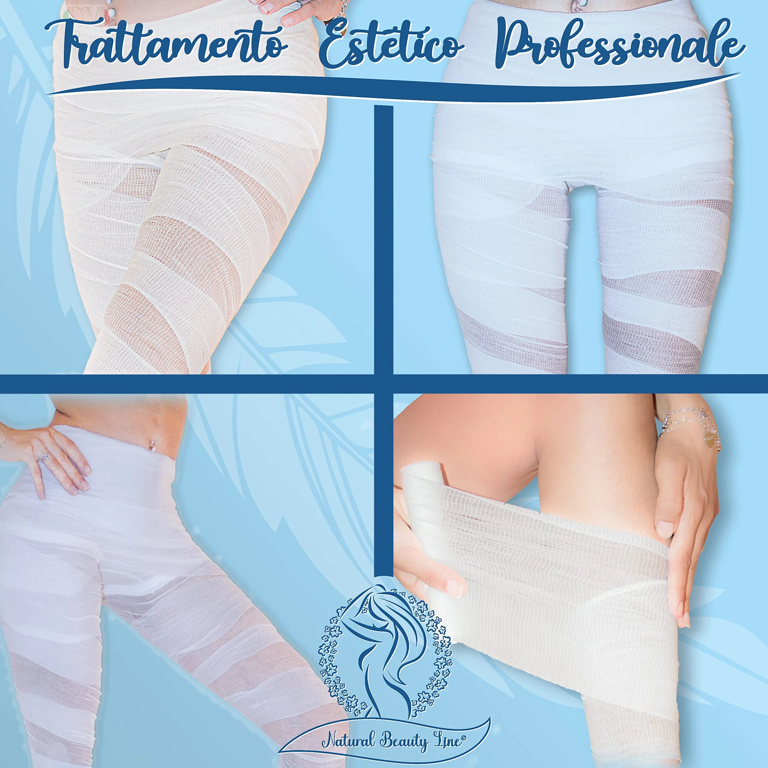 Bendaggi drenanti gambe 2 pezzi bende effetto freddo con sali del mar morto menta piperita ippocastano edera + 2 pantaloni