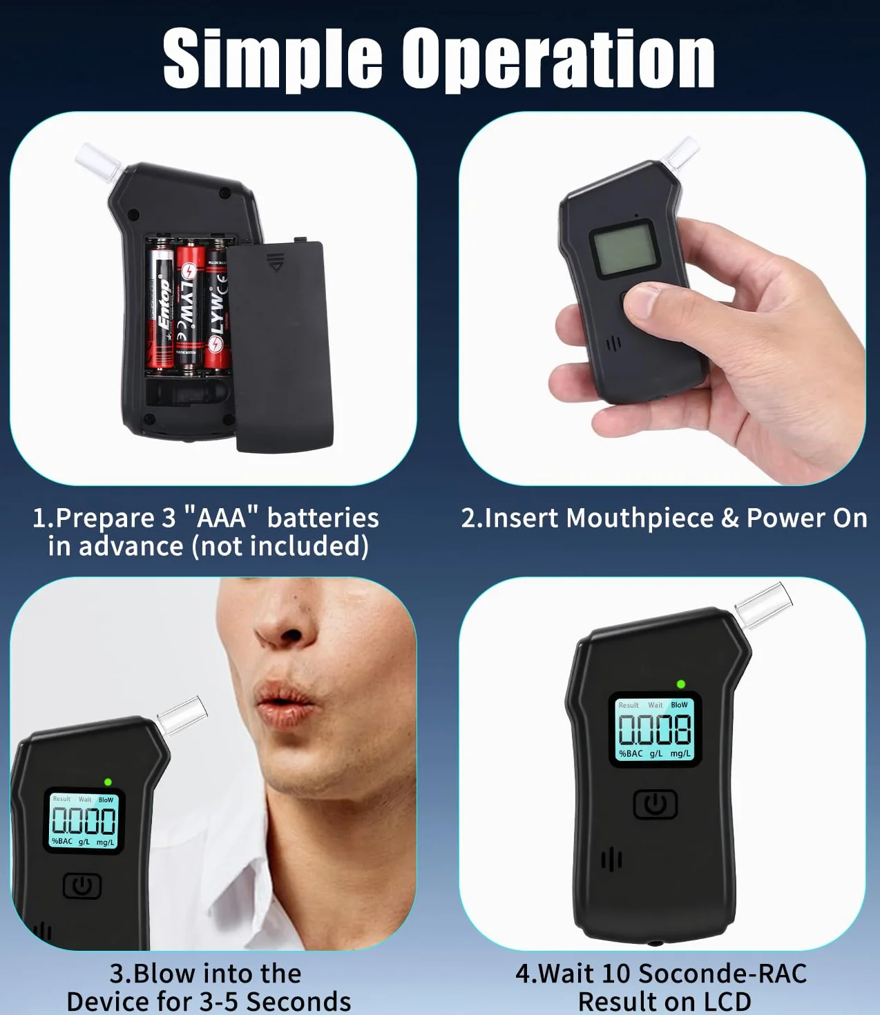 Etilometro Digitale Certificato con Schermo LCD, Alcol Test Portatile, Custodia Fibra di Carbonio