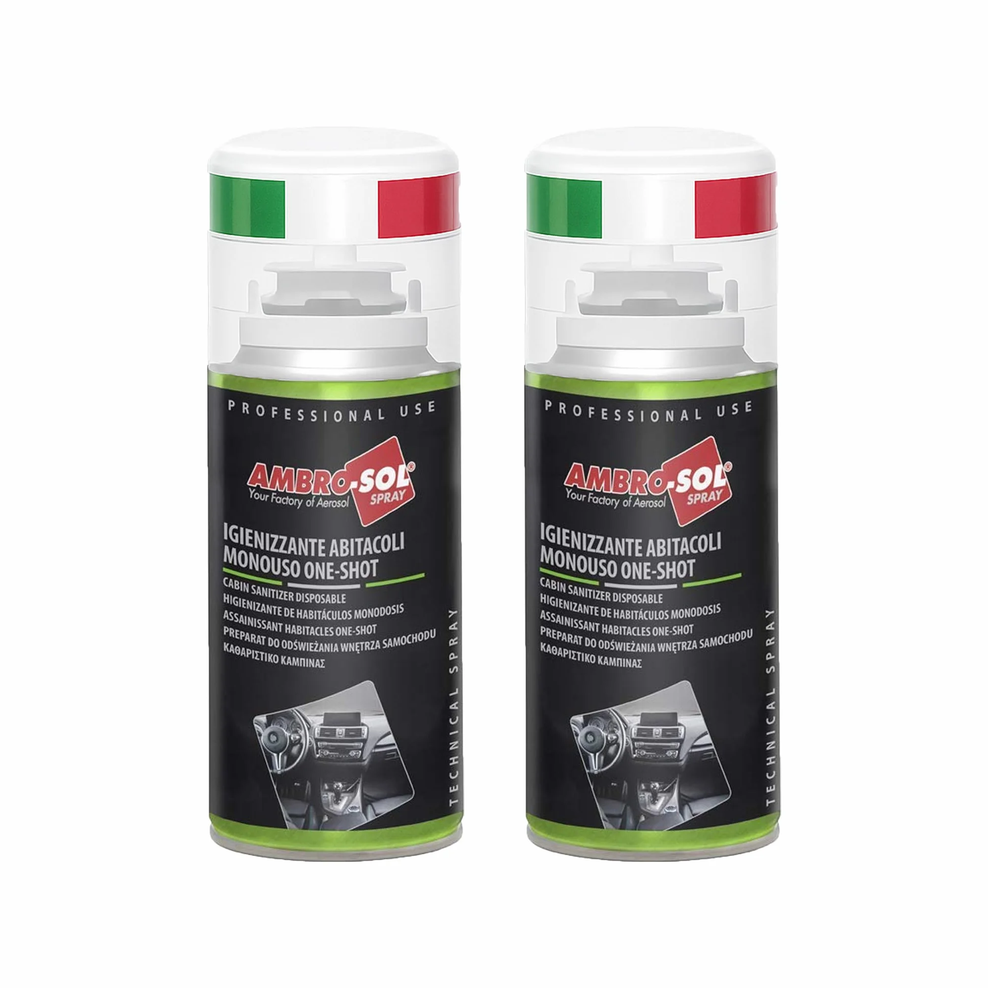 Igienizzante Climatizzatore Auto One Shot Spray 150ML 2X150ml - Pulizia Condizionatore Azione Purificante Made in Italy