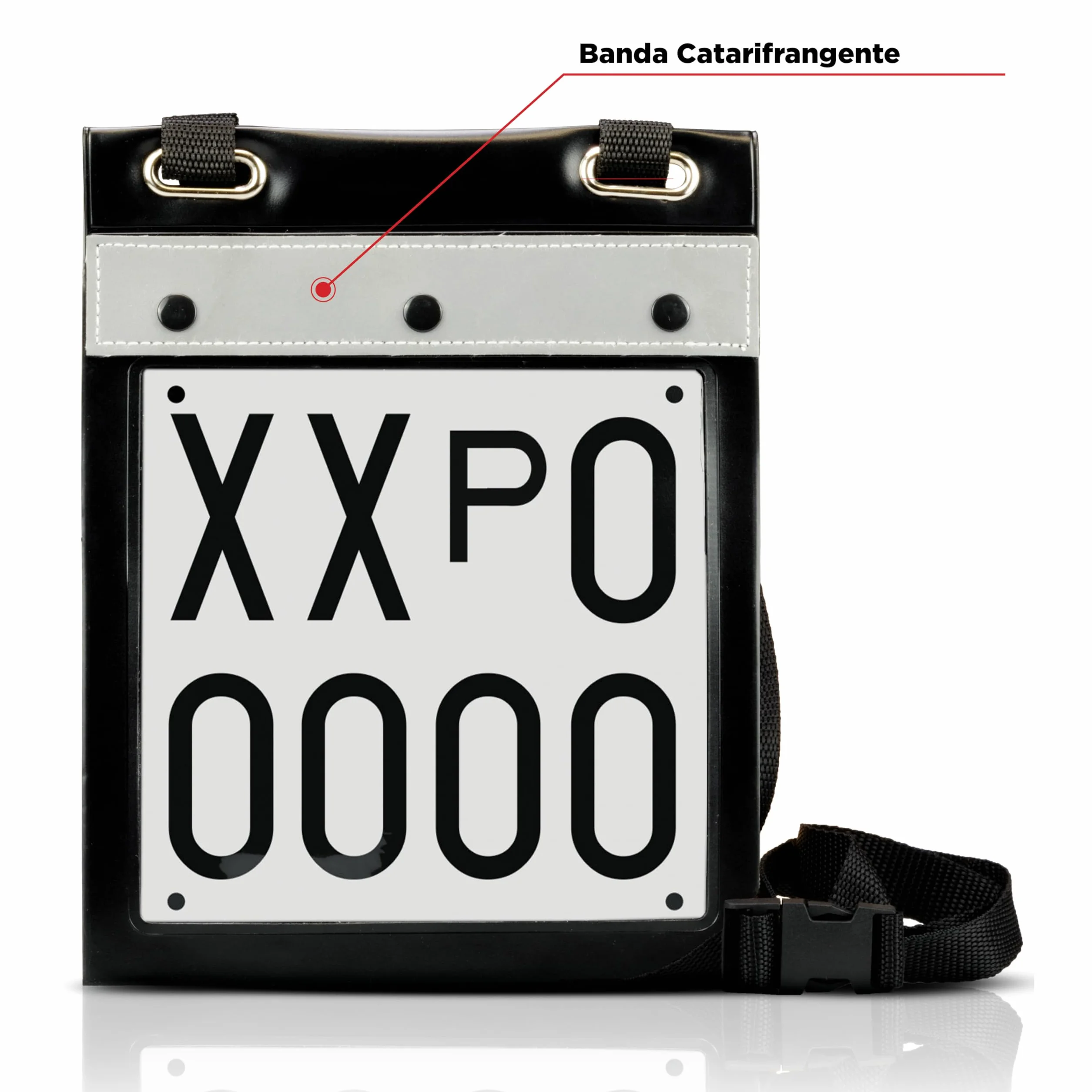 Porta Targa Prova GAMBC® - Universale -25x19 cm - Matricole Italiane - Retro Porta Libretto - Banda Catarinfrangente sul fronte - Per tutti i veicoli - Portatarga prova auto - Custodia per targa prova