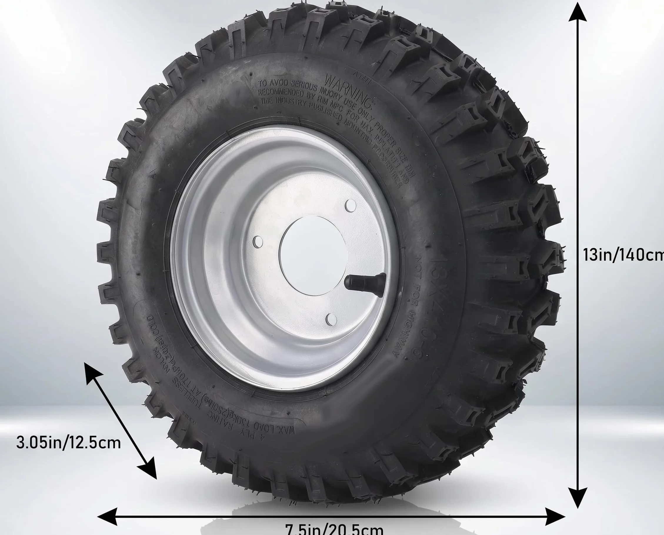 Tbest 13x4.1 6 Pneumatici Pneumatici Tubeless in Lega di Alluminio con Cerchioni in Gomma Antideflagrante per ATV Quad Off Road Carrello Go Kart Ruote Durevoli Ad Alte Prestazioni in