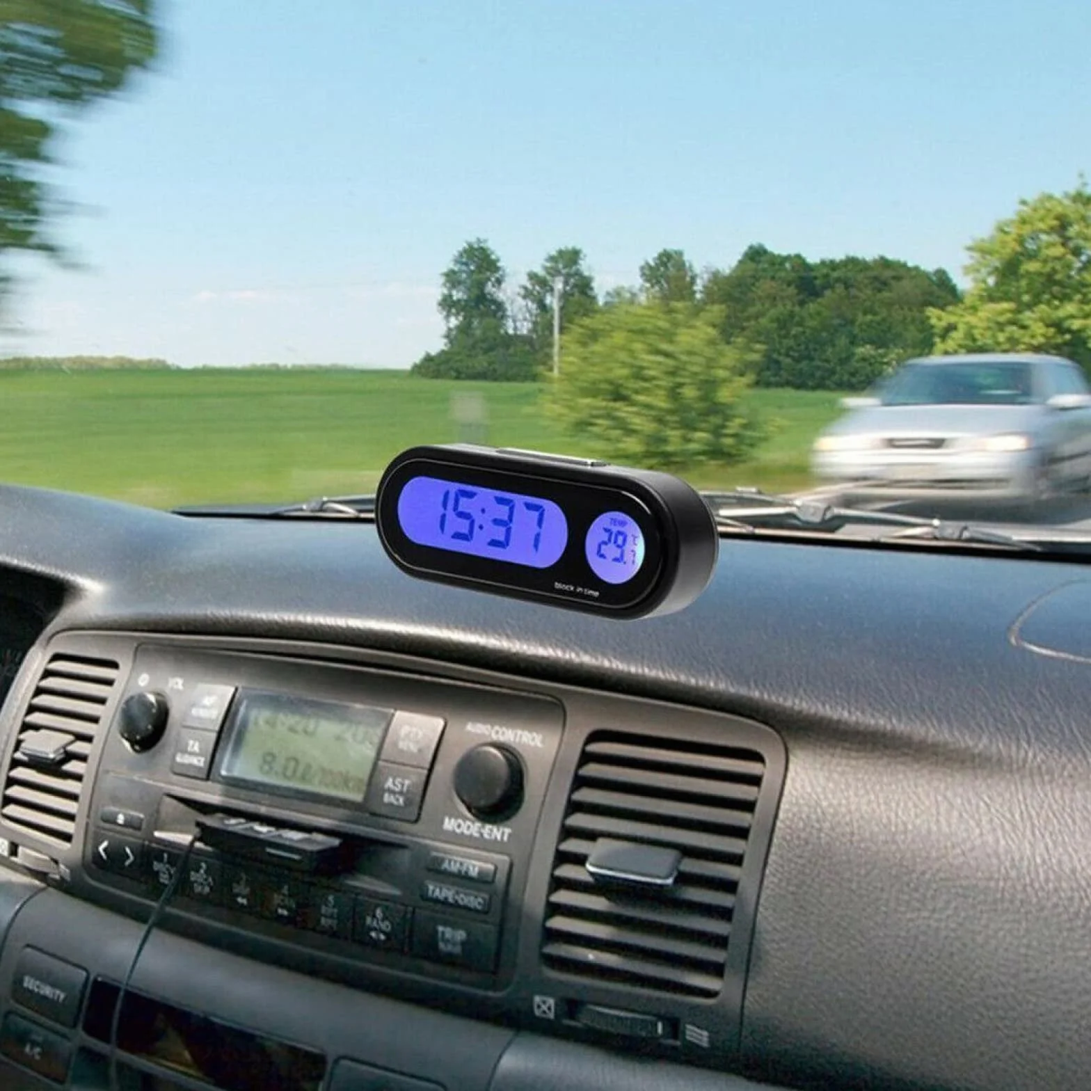 SPORTARC Orologio da cruscotto per auto, con display LCD, digitale, elettronico, a LED, con retroilluminazione, per interni ed esterni