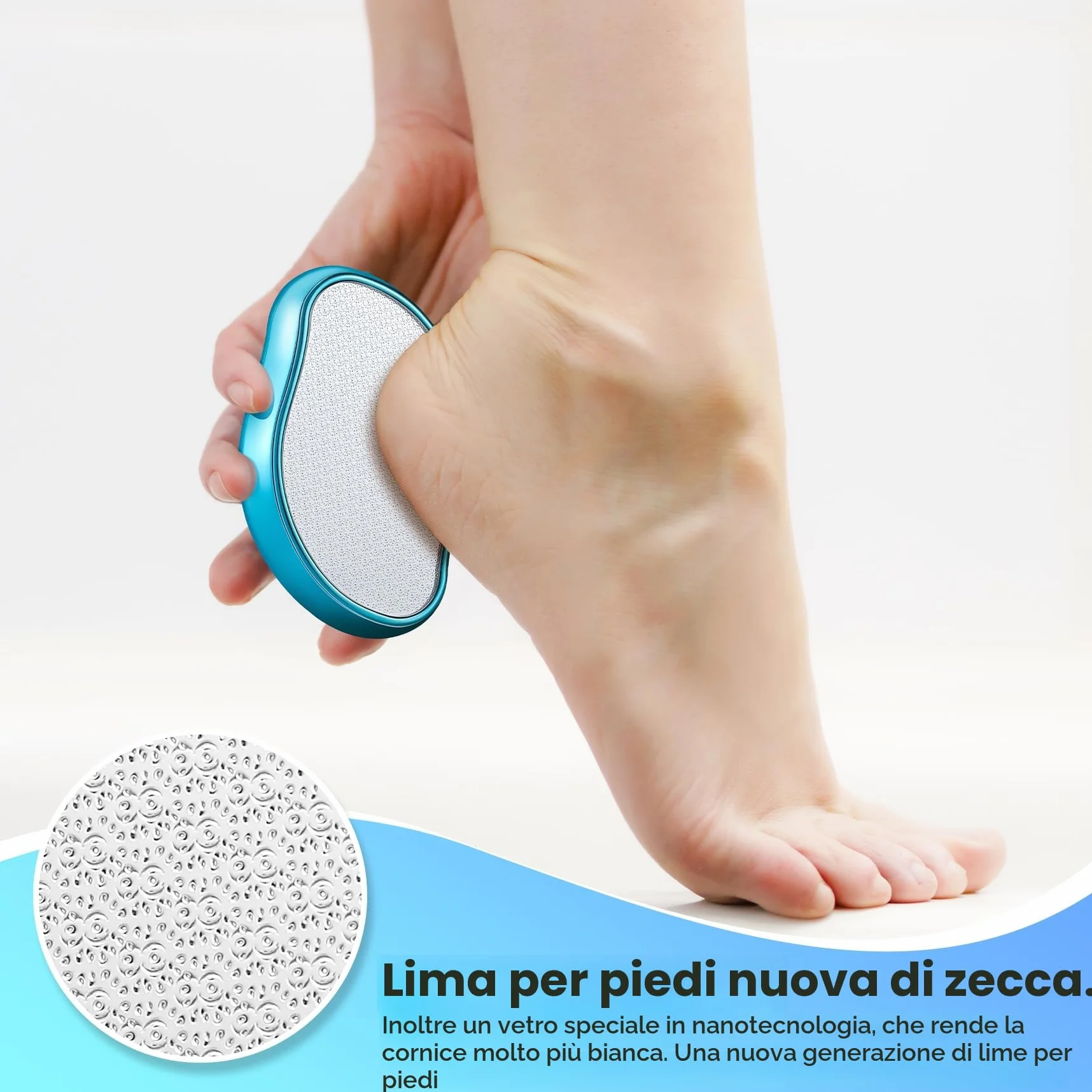 BEZOX 2in1 Lima per Piedi in Nano Vetro per Calli e Talloni Screpolati