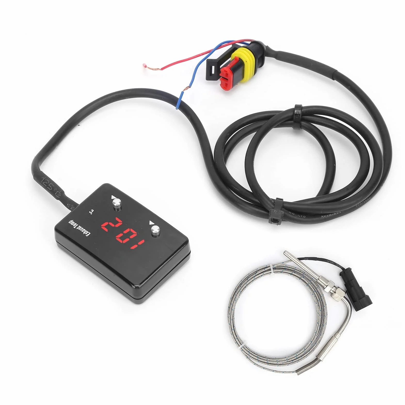 Misuratore EGT Indicatore Temperatura Gas di Scarico Display LED Digitale 0-1000 ℃ con Connettore Livello di Avviso Regolabile per Veicoli 12V