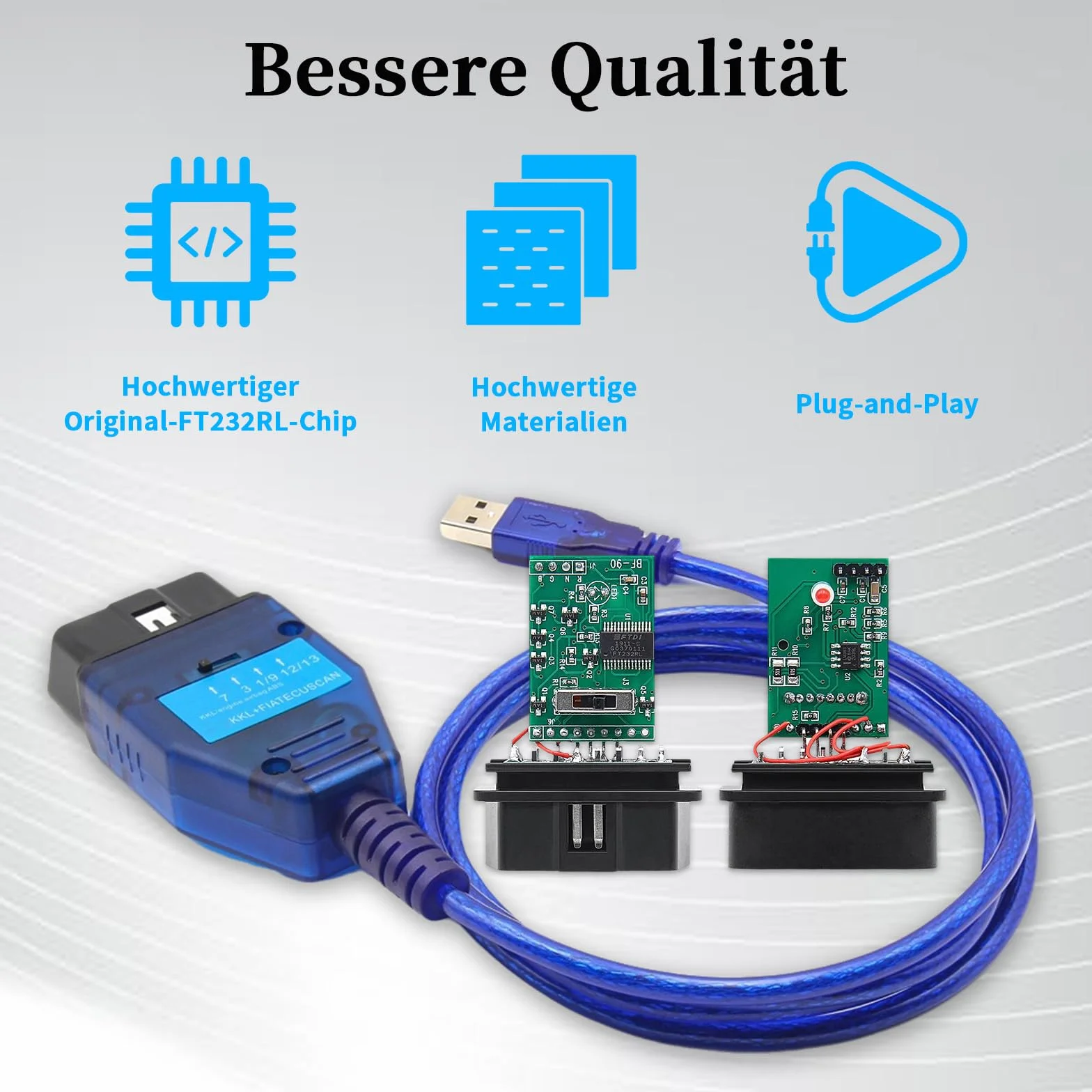 KKL 409 Cavo OBD2 Fiat ECU Scan FT232RL V AG-COM 409 FIATECUSCAN Scanner 2 in 1 interruttore a 4 vie compatibile Fiat Audi Alfa Lancia