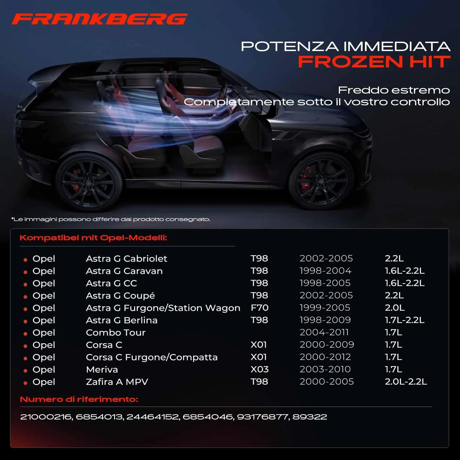 Frankberg Compressore aria condizionata con frizione Compatibile Corsa C X01 Astra G T98 F70 F35 Meriva X03 Zafira A T98 Combo