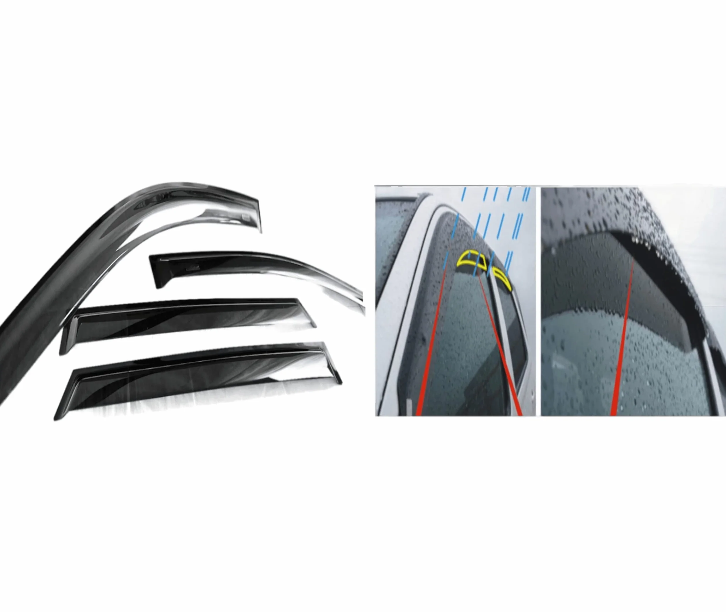 4 deflettori d'aria compatibili con BMW Serie 1 (F20) 5 porte 2011 2012 2013 2014 2015 2016 2017 2018 2019 acrilico
