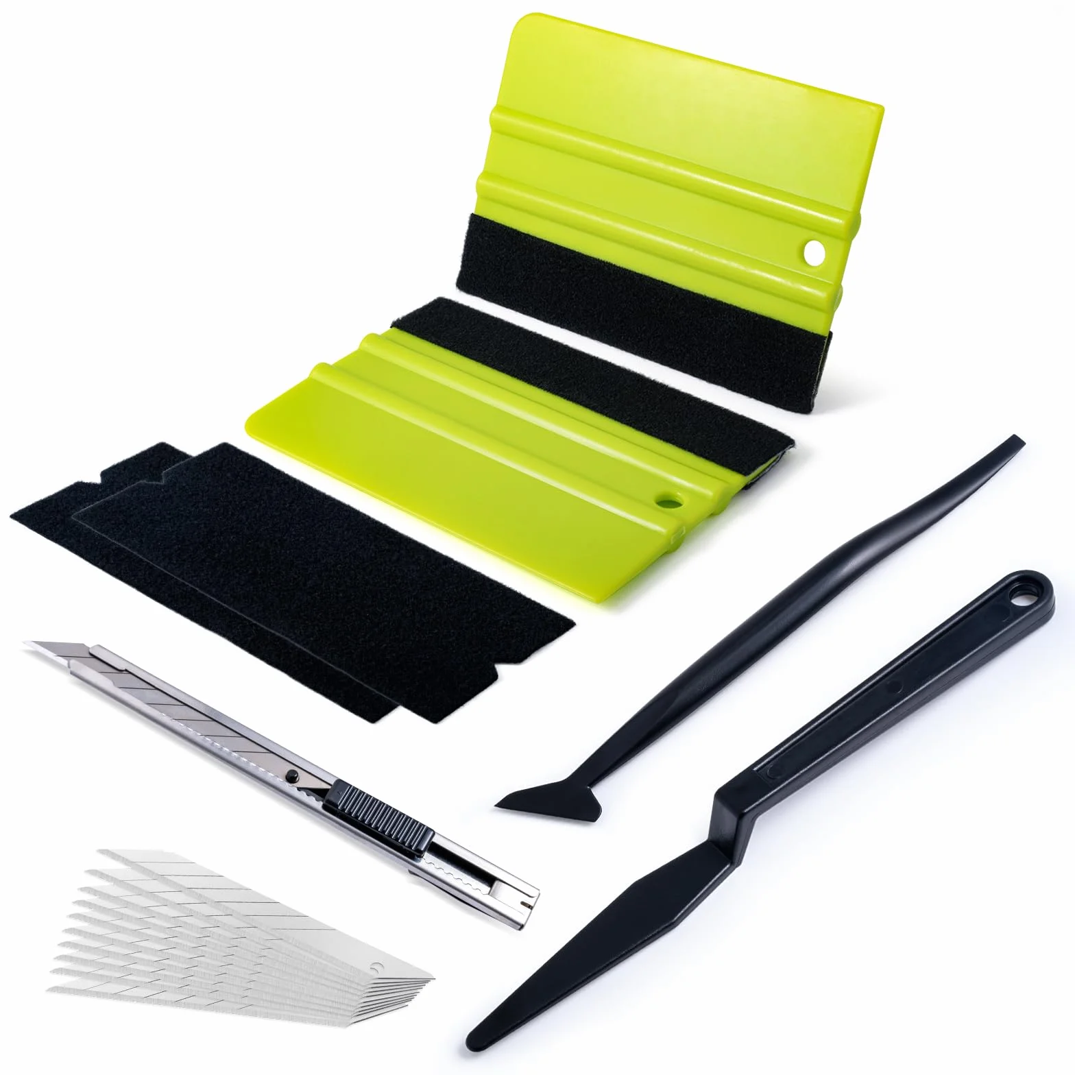 FOSHIO Kit di Attrezzi di Installazione di pellicole per vetri per Auto, Coltello Multiuso, tergipavimento in Feltro, spatole Mini Stick taglierino