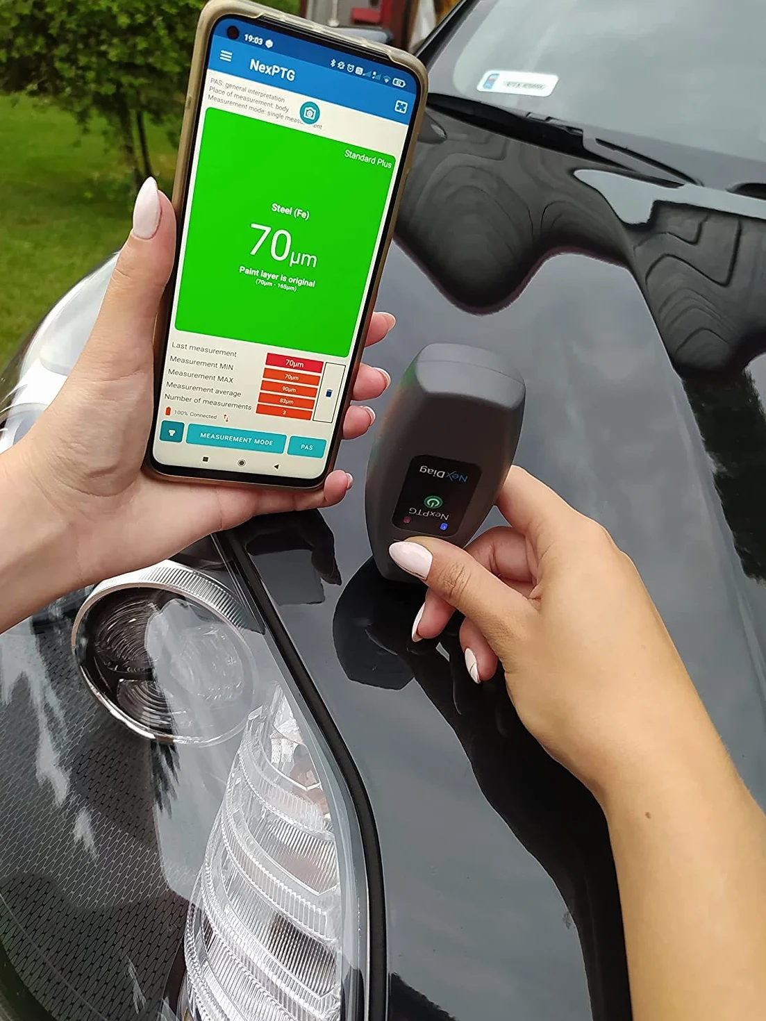 NexPTG Standard Plus Spessimetro con App iOS/Android | Tester professionale spessore vernice auto