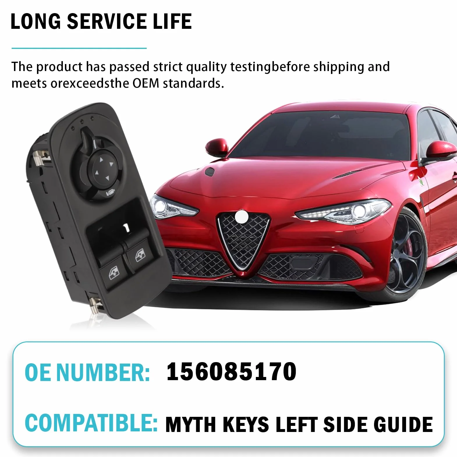 Interruttore Alzacristalli Sinistro per Alfa romeo MiTo 955 2008-2018 Pulsantiera Alzacristalli Lato conducente Pulsante Interruttore Controllo Finestrino interruttore Alzacristallo156085170