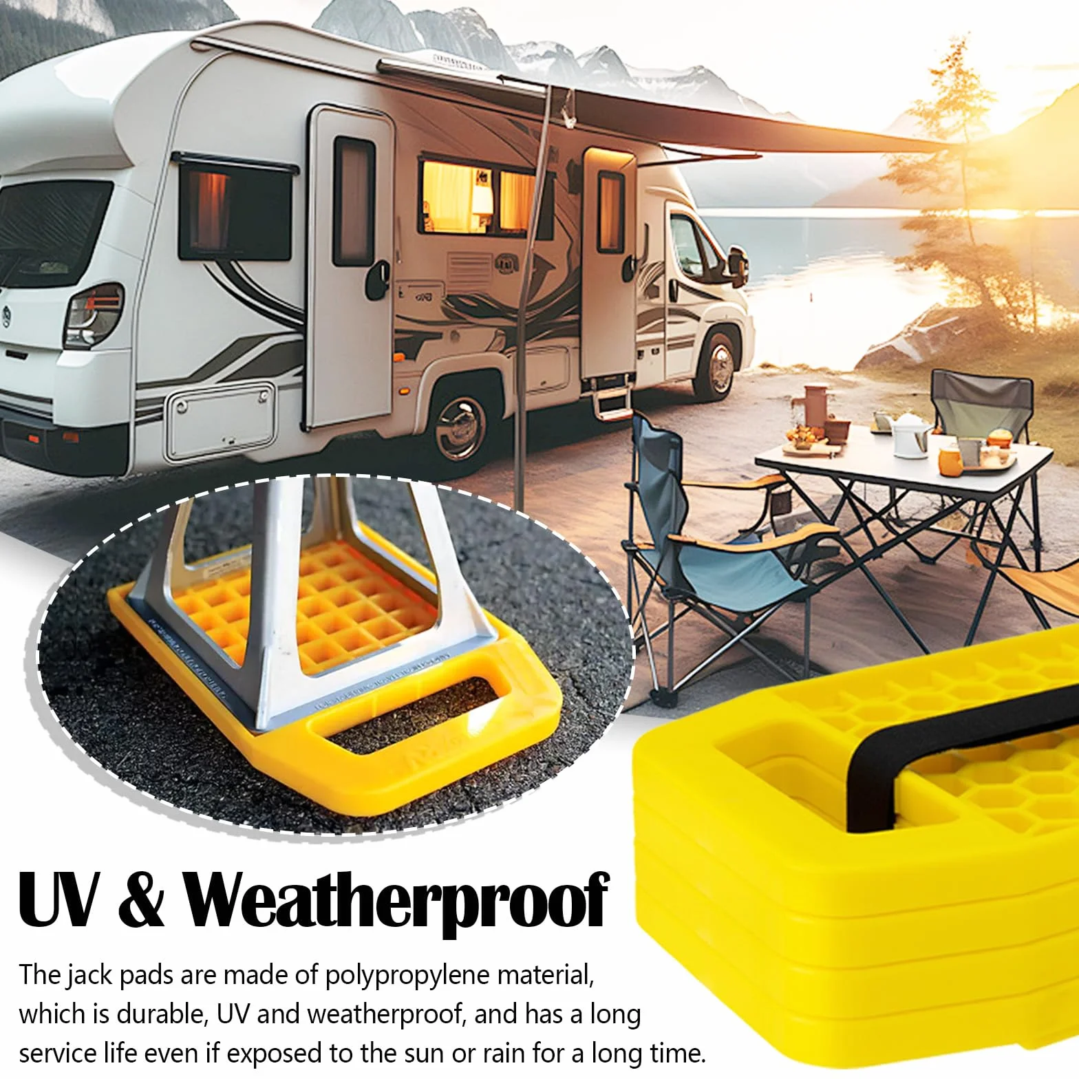 Set Di 4 Piastre Di Supporto Per Cric Camper Caravan, Blocco Livellamento Stabilizzatore Antiscivolo