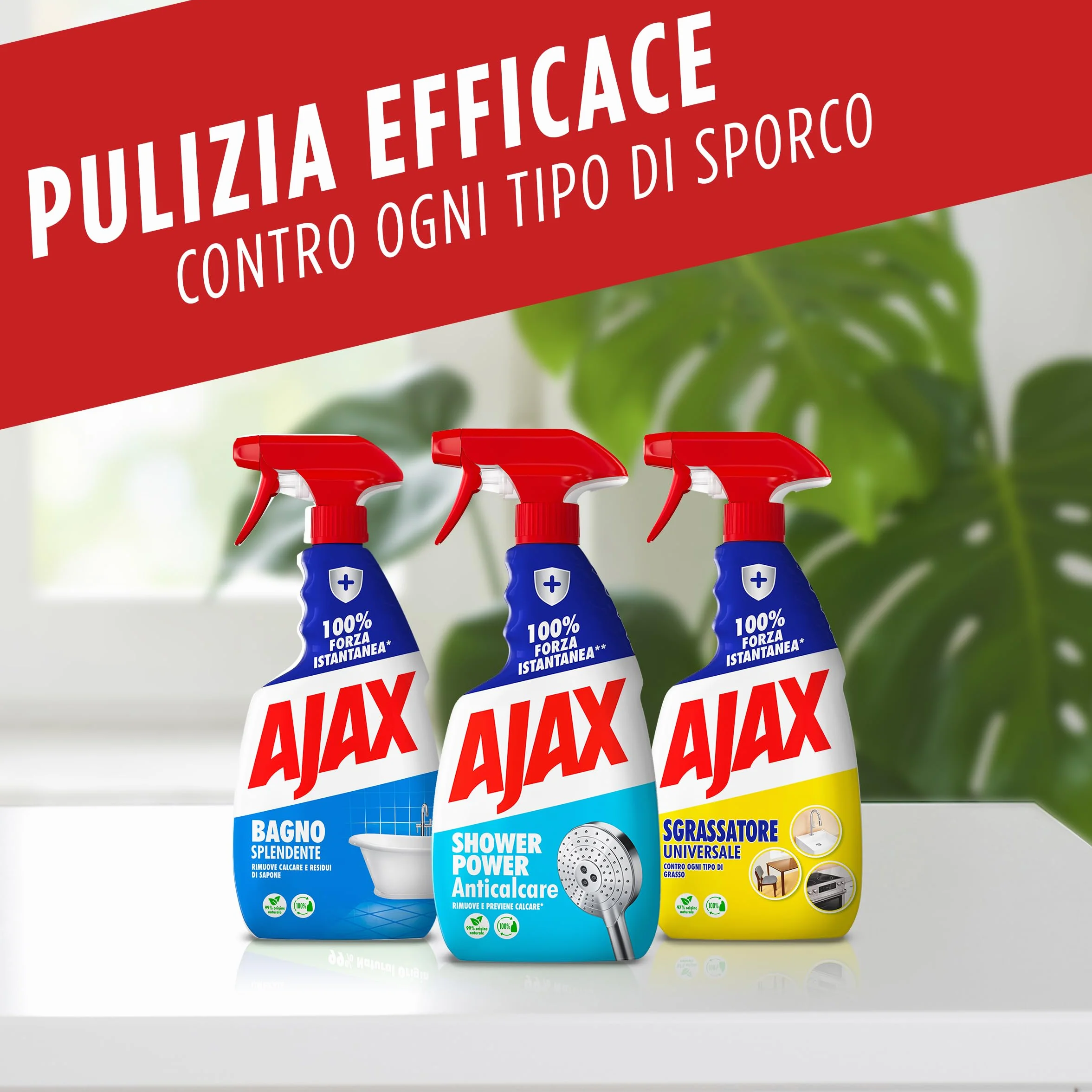 Ajax Detergente Spray Bagno 10 Confezioni da 600 ml, Rimuove Calcare, Superfici Brillanti, Vegano