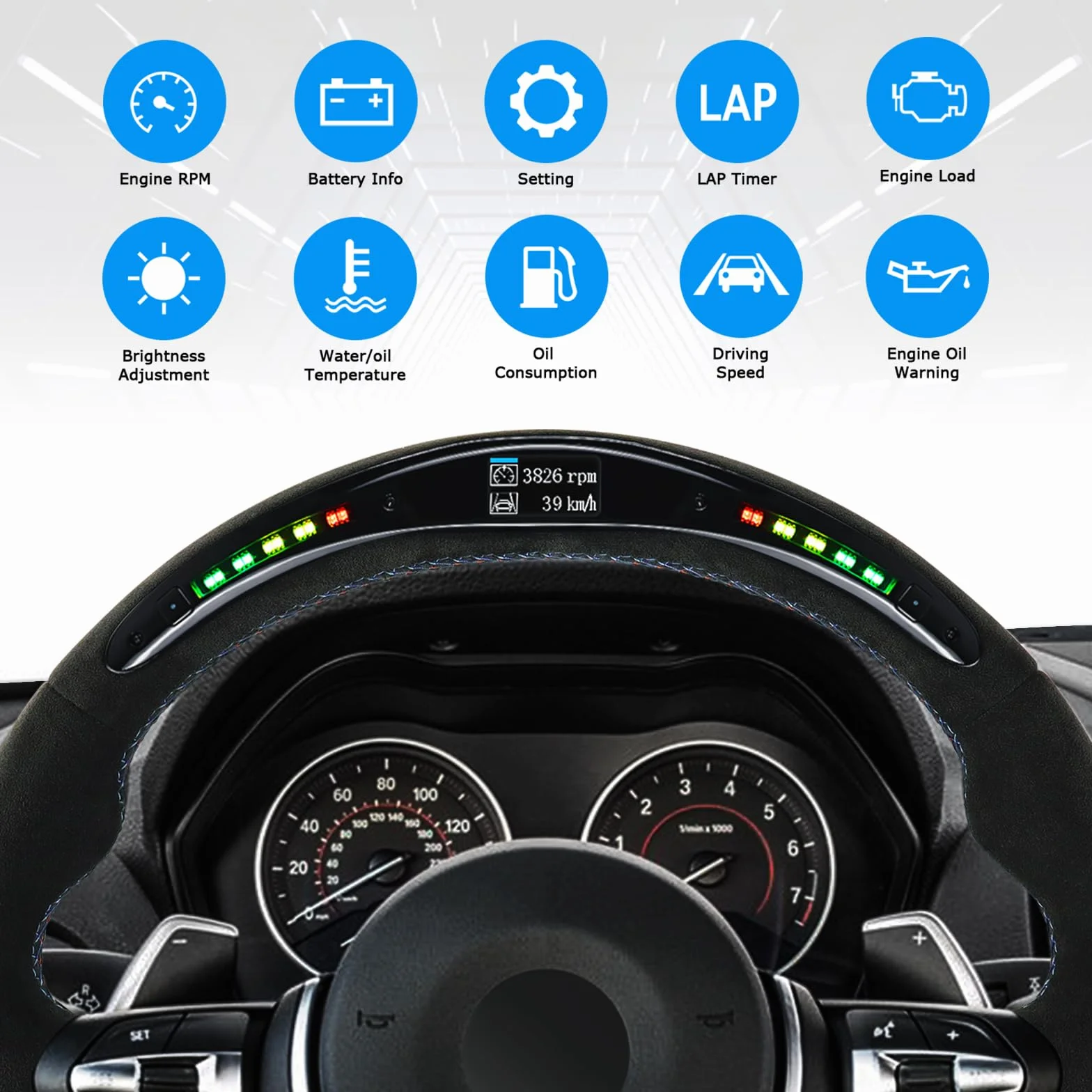 Volante, indicatore di cambio a LED, volante in pelle alcantara solo per BMW M Sportserie/M Performance Serie F20F22, F23&F45F30, F31 F32, F33, F36F87M2, F80 M3, F82 F83F15F34F20 F25F25