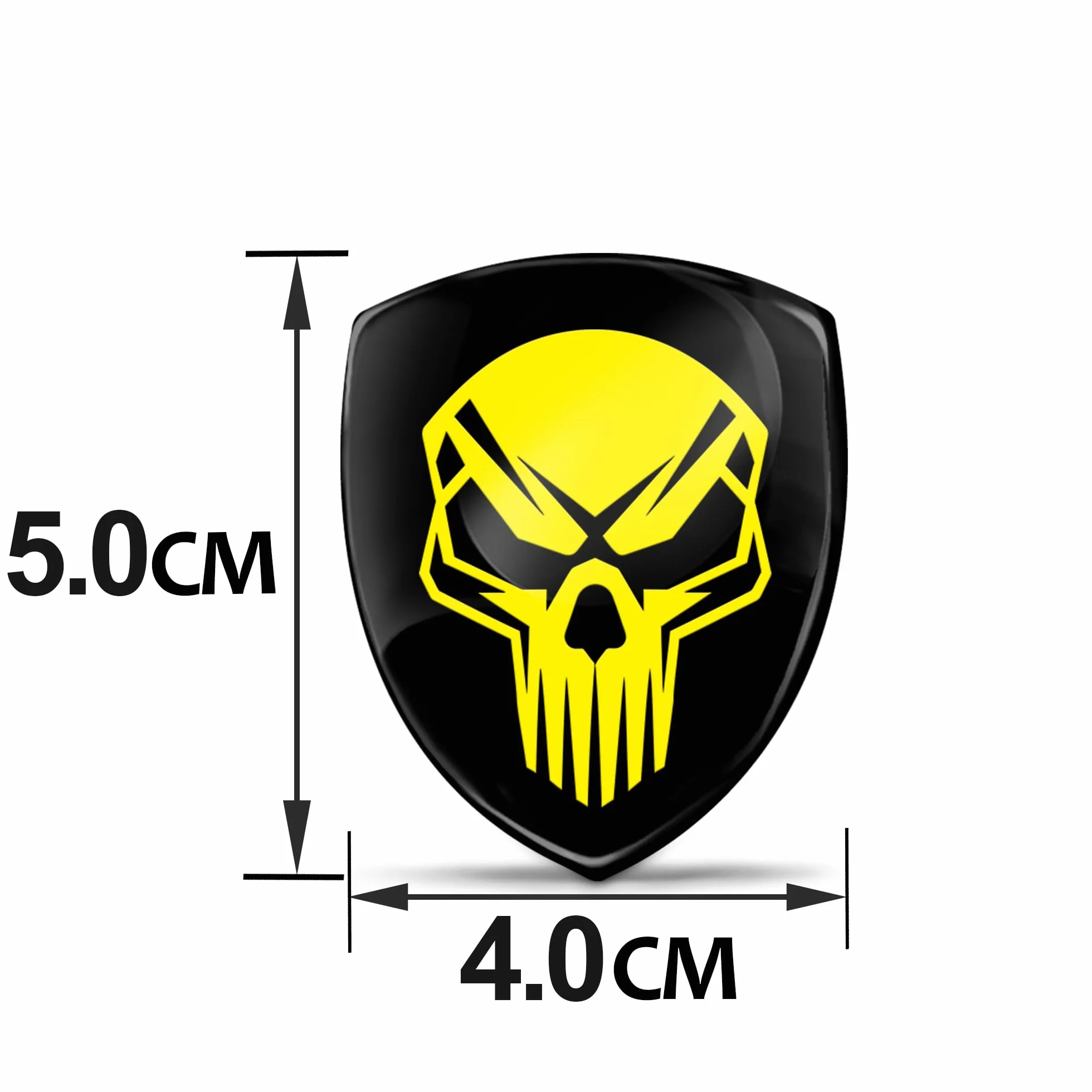 Biomar Labs 2 adesivi in gel 3D in silicone, per auto, moto, bicicletta, colore nero/giallo, teschio KS 48