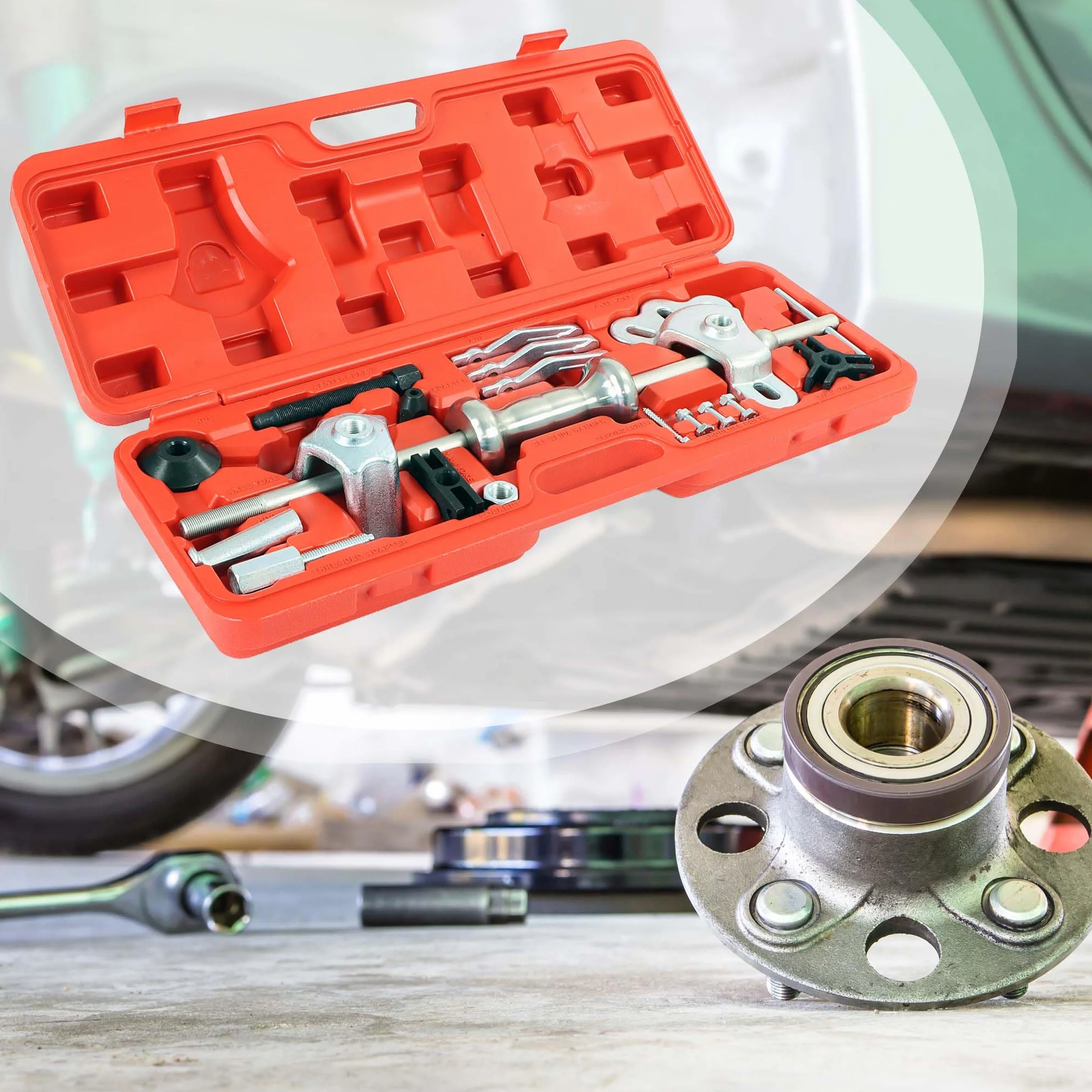 Wiltec Set estrattore per cuscinetti mozzi ruota 4 e 5 fori con martello scorrevole