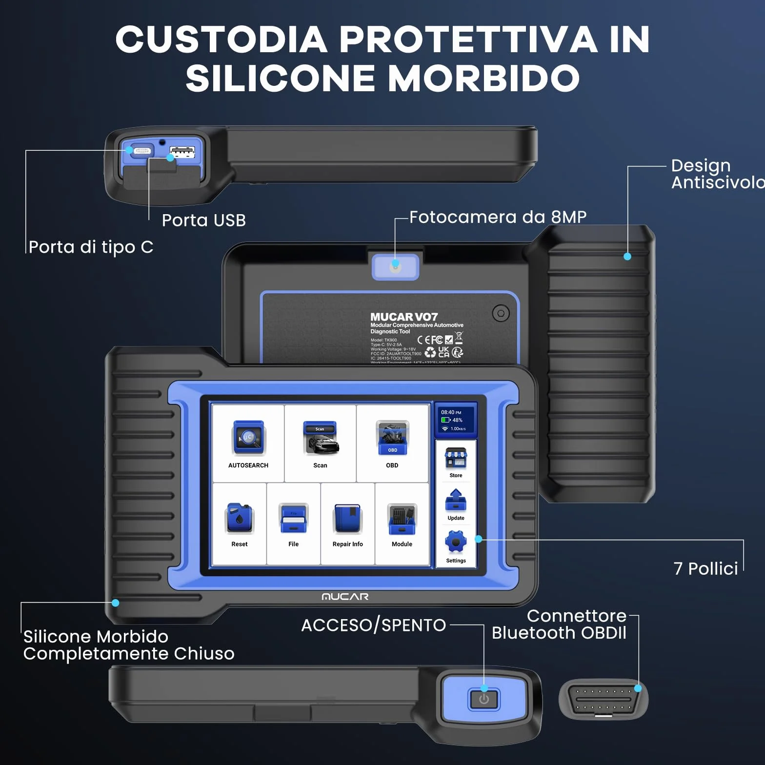 MUCAR VO7 OBD2 Diagnostica Auto ECU Codifica Controllo Bidirezionale Strumento Diagnostica Completo