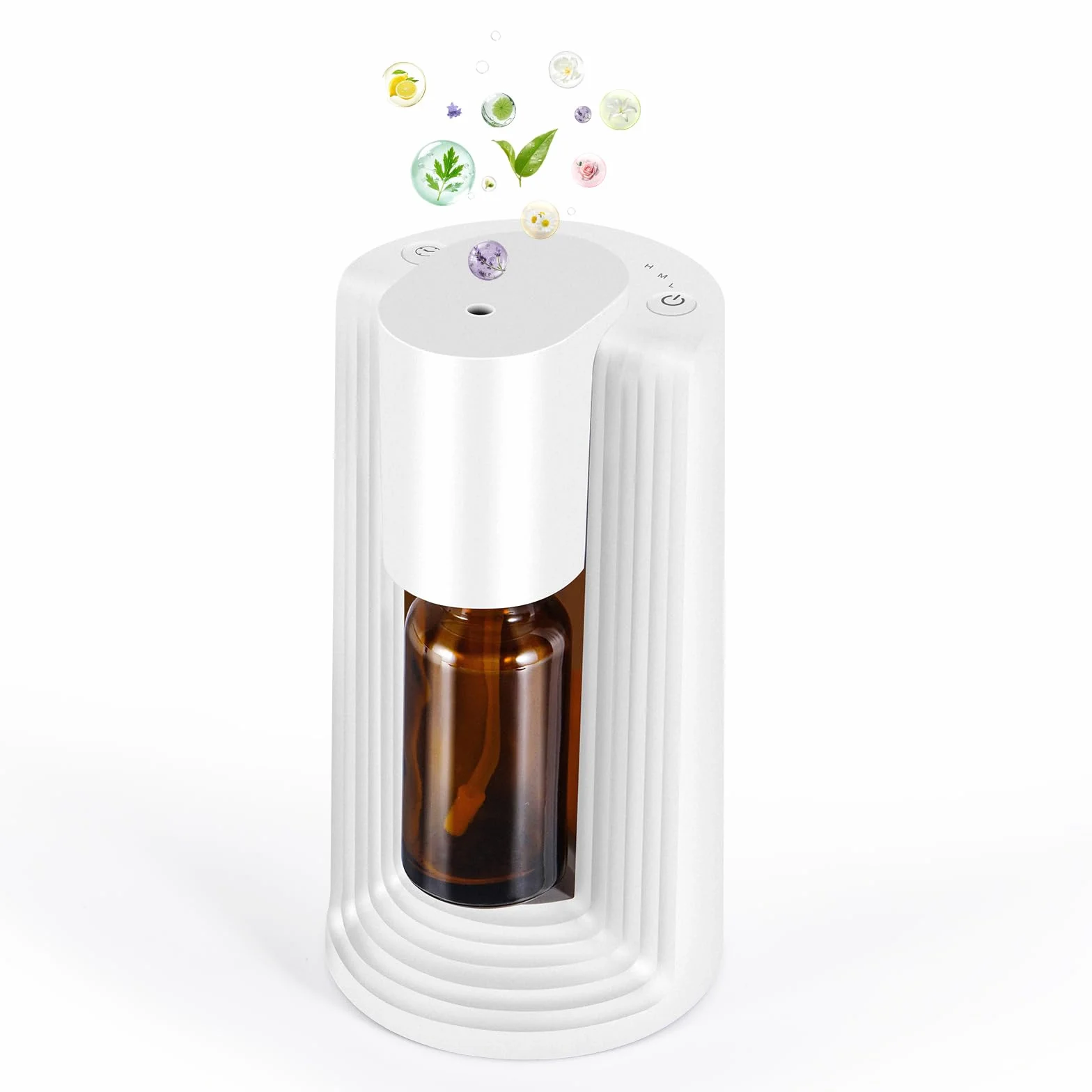 LAMA Diffusore di aromi senz'acqua per auto, mini profumatore portatile, spegnimento automatico, 3 livelli di nebbia, bianco