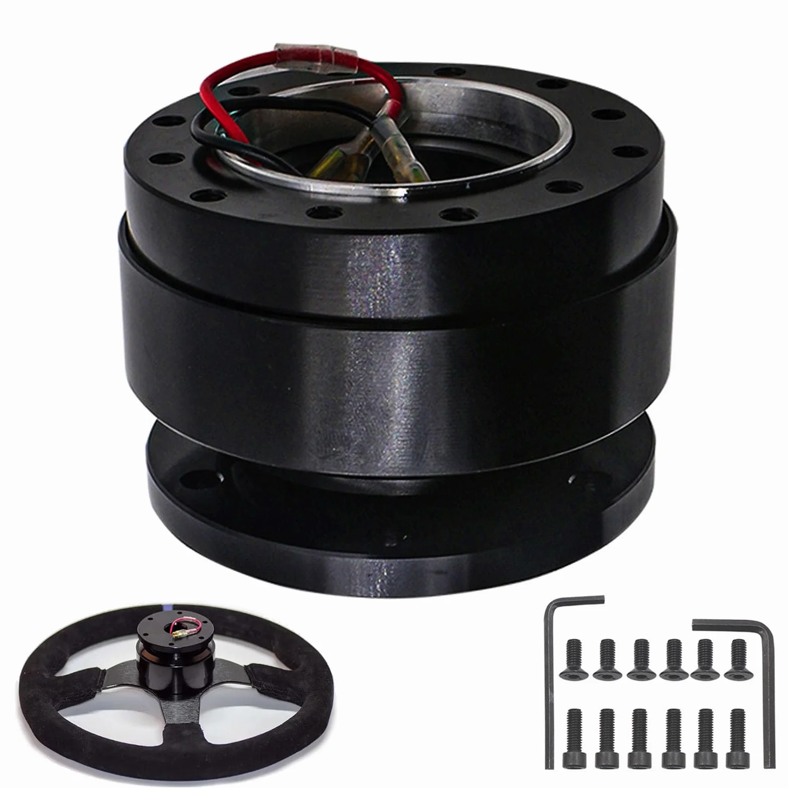 Kit Sgancio Rapido Volante Universale 6 Fori Nero Motorsport