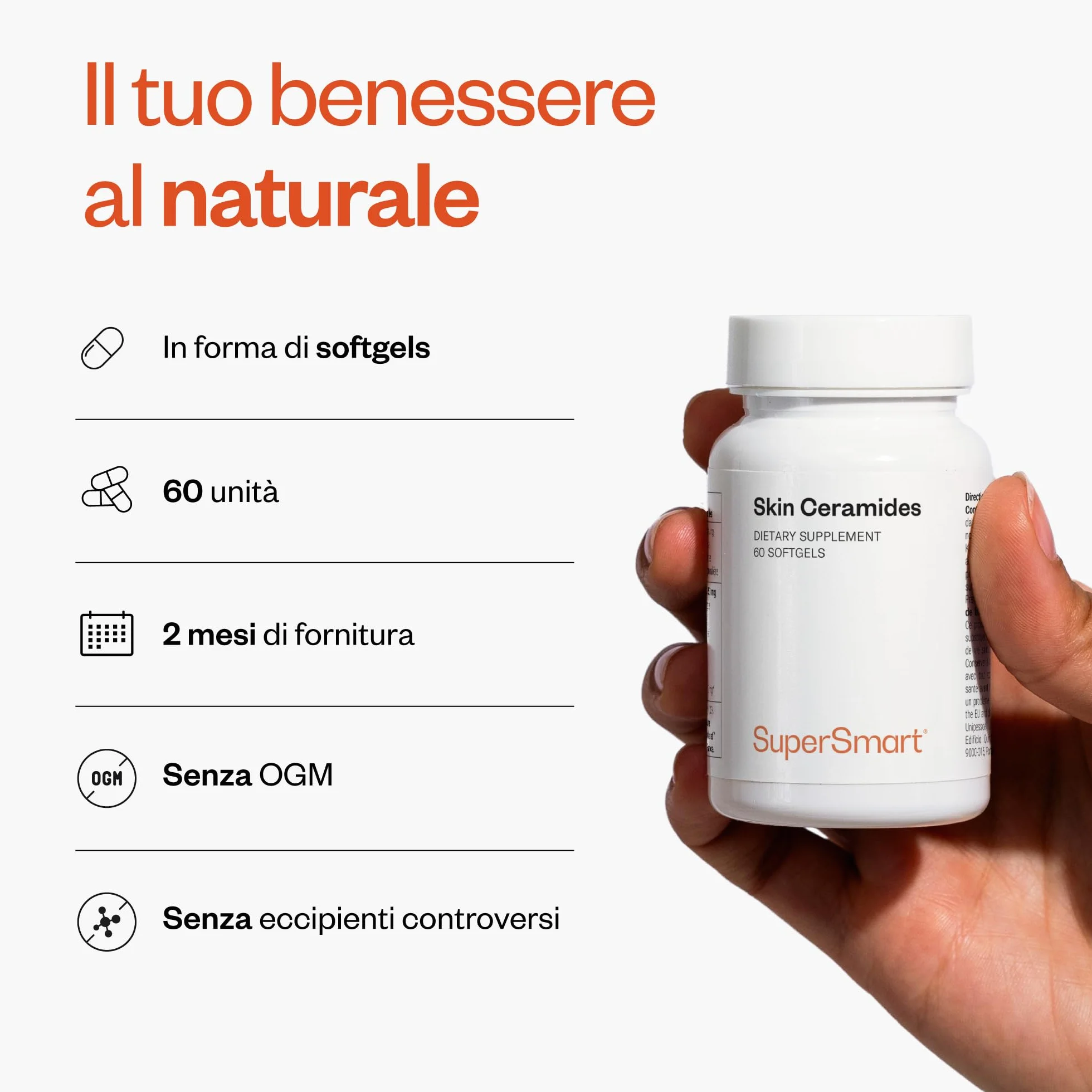 Supersmart Skin Ceramides Lipowheat™ Integratore Pelle Luminosità Idratazione Elasticità