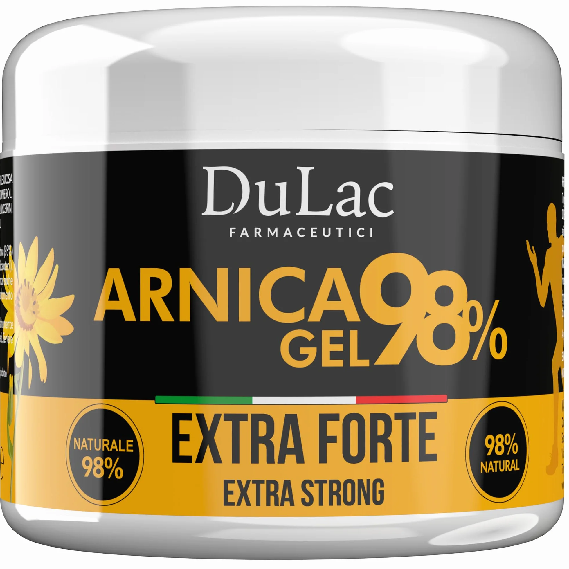 Dulac Arnica Gel Forte 98% 500 ml per Massaggio Muscolare e Articolare con Mentolo e Olio di Buriti Made in Italy