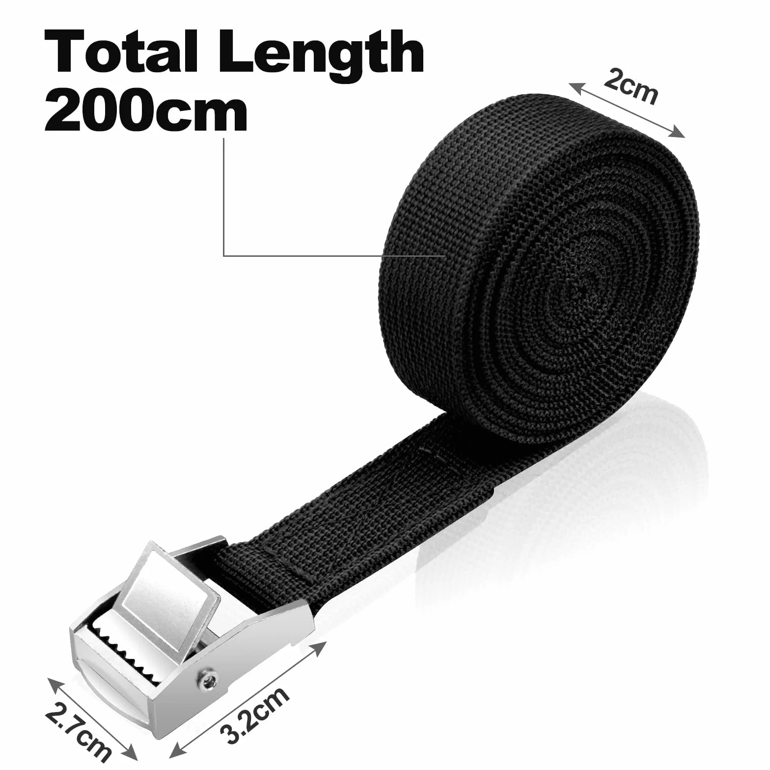 Cinghie di Tensione 2 M x 2 cm 500kg 4 Pezzi Nero URAQT