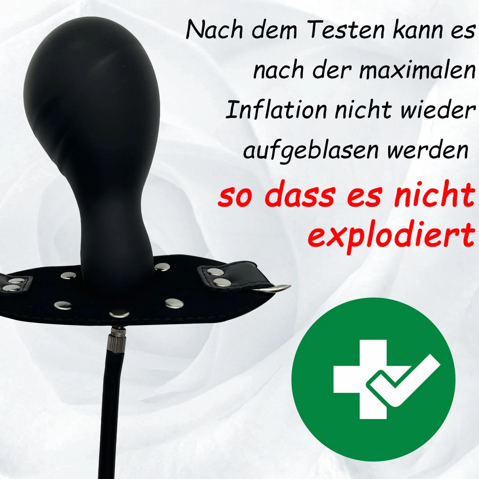 Bavaglio Gonfiabile in Silicone per Bondage, Gag Bocca Dildo Nero, Palla Regolabile, Giocattolo Sessuale per Donne