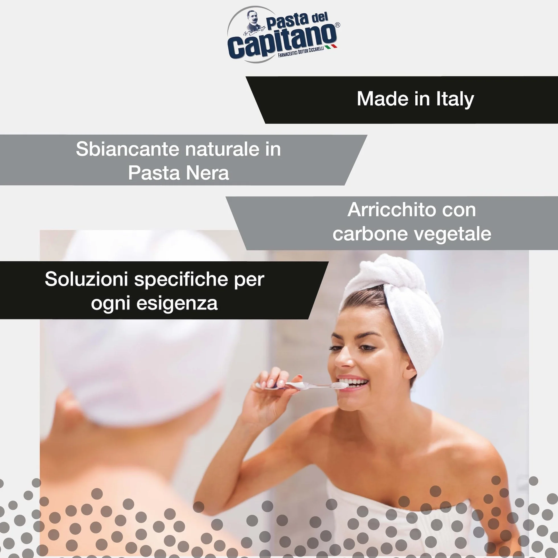 Pasta del Capitano Dentifricio Carbone Vegetale Attivo Bio Sbiancante Denti 100 ml Made in Italy