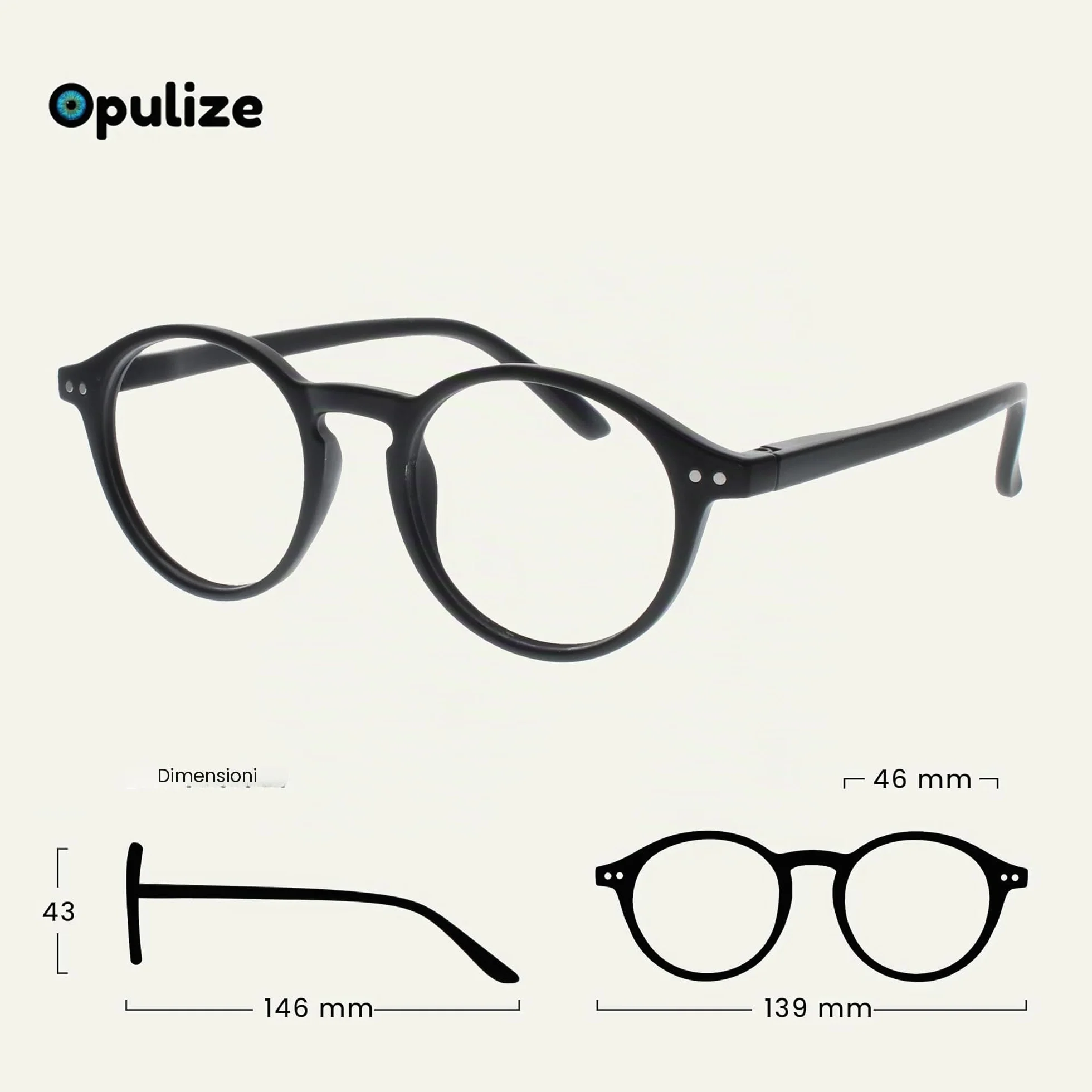 OPULIZE REY Occhiali da Lettura +2.00 Montatura Rotonda Retro Nero Blu Verde Grigio Rosso Uomo Donna Cerniere a Molla Pacco da 5