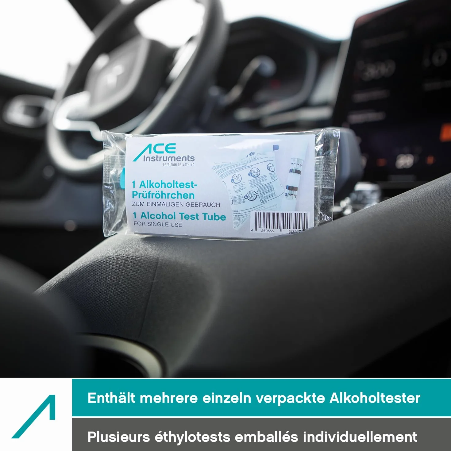 ACE Etilometro monouso con certificato NF - Tubetti di prova con palloncini