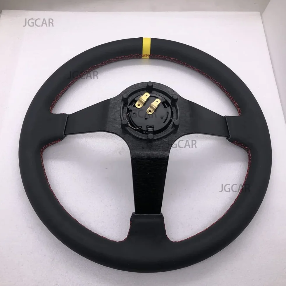 Volanti Sportivi 14 pollici 350mm Deep Dish Real in pelle Rally Tuning Racing Stewering Drifting volante con
