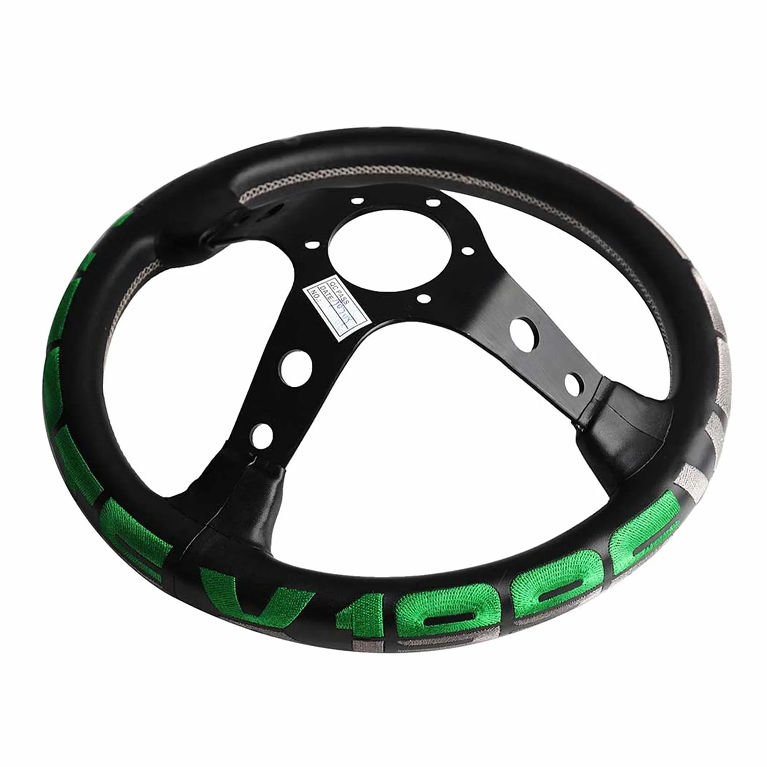 Volante Sportivo, Volante Auto Volante sportivo da corsa 330mm profondo pelle universale verde verde rosso volante(Green)