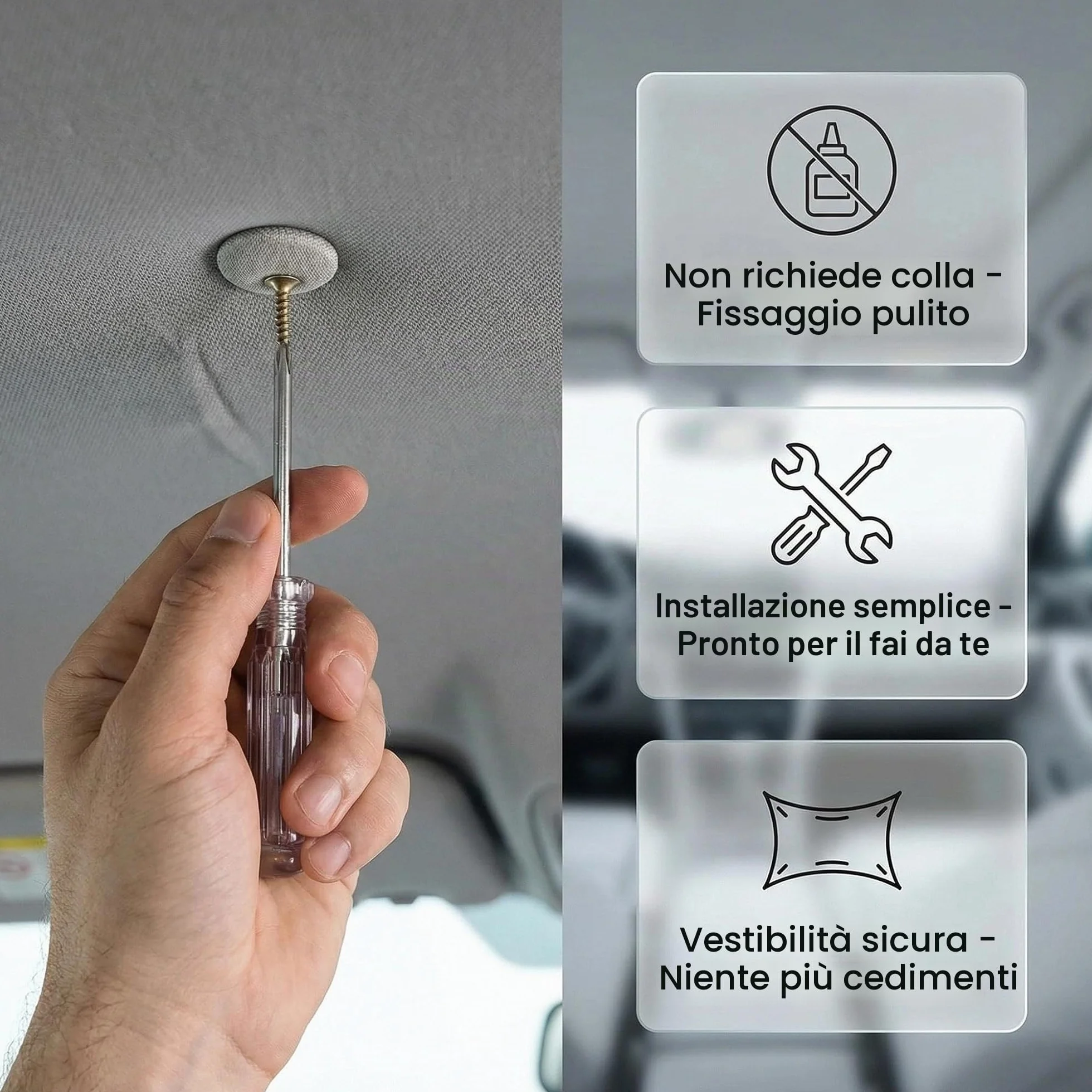 Wenrescry Set di riparazione universale per tettuccio auto, 100 pezzi, clip e bottoni con 100 perni di posizionamento, cacciaviti e metro a nastro, resistente alla ruggine