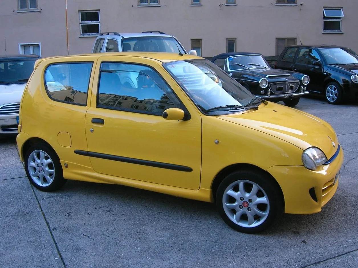 Minigonne Laterali Sottoporta per Fiat Seicento 600 Sporting Abarth Look - Blu, Vetroresina, Grezza, Da Verniciare, Da Imbullonare