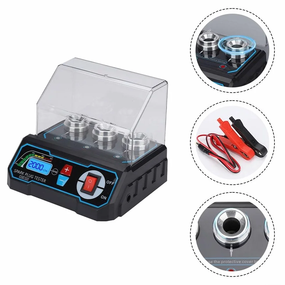 Rilevatore di scintille regolabile 12 V per tester bobina di accensione motore automobilistico 3 fori
