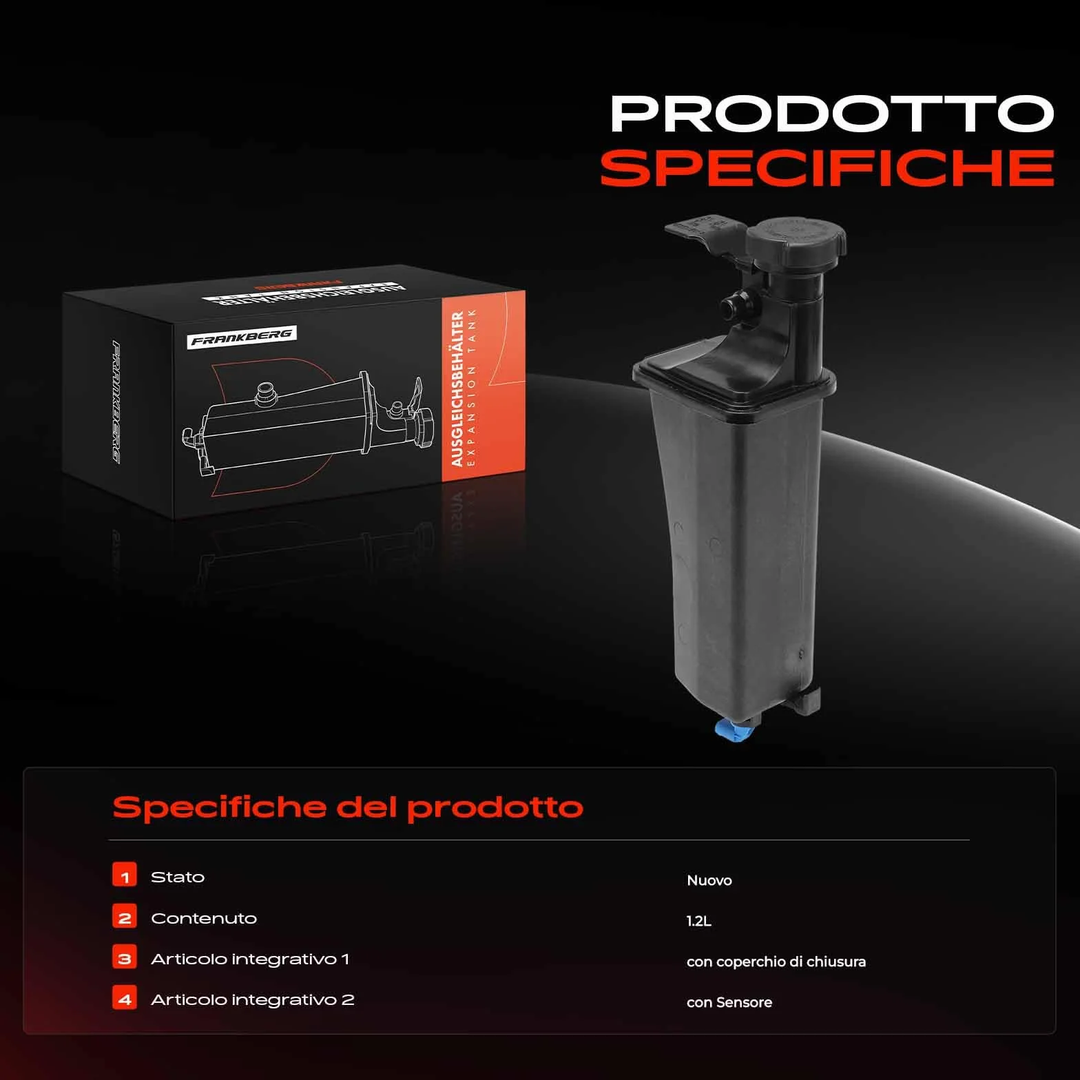 Frankberg Serbatoio di Espansione Refrigerante Intestazione Compatibile con Serie 3 Touring E46 2.0L Serie 3 E46 1.9L Serie 3 E46 2.0L Serie 3 Touring E46 1.9L X5 E53 3.0L Replace# 17137787040