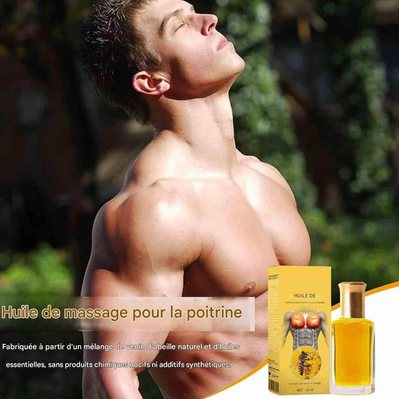 Olio D'ape Bee Venom 12ml Assorbimento Rapido Formula Naturale Rassodamento Petto Sviluppo Maschile