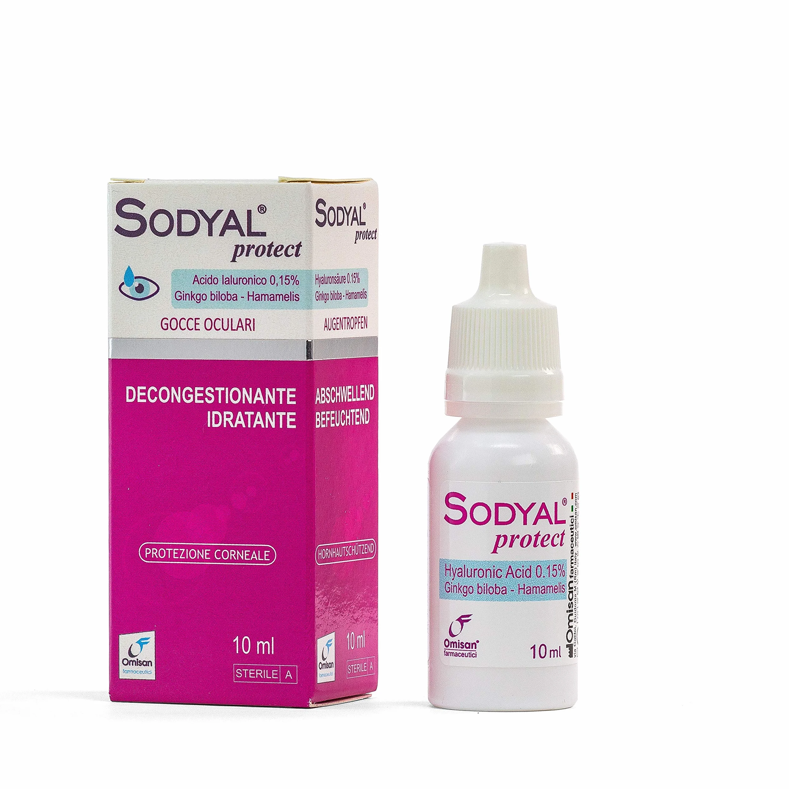 Sodyal Protect Decongestionante e Lubrificante Gocce Oculari Acido Ialuronico Ginkgo Biloba Hamamelis 10 ml