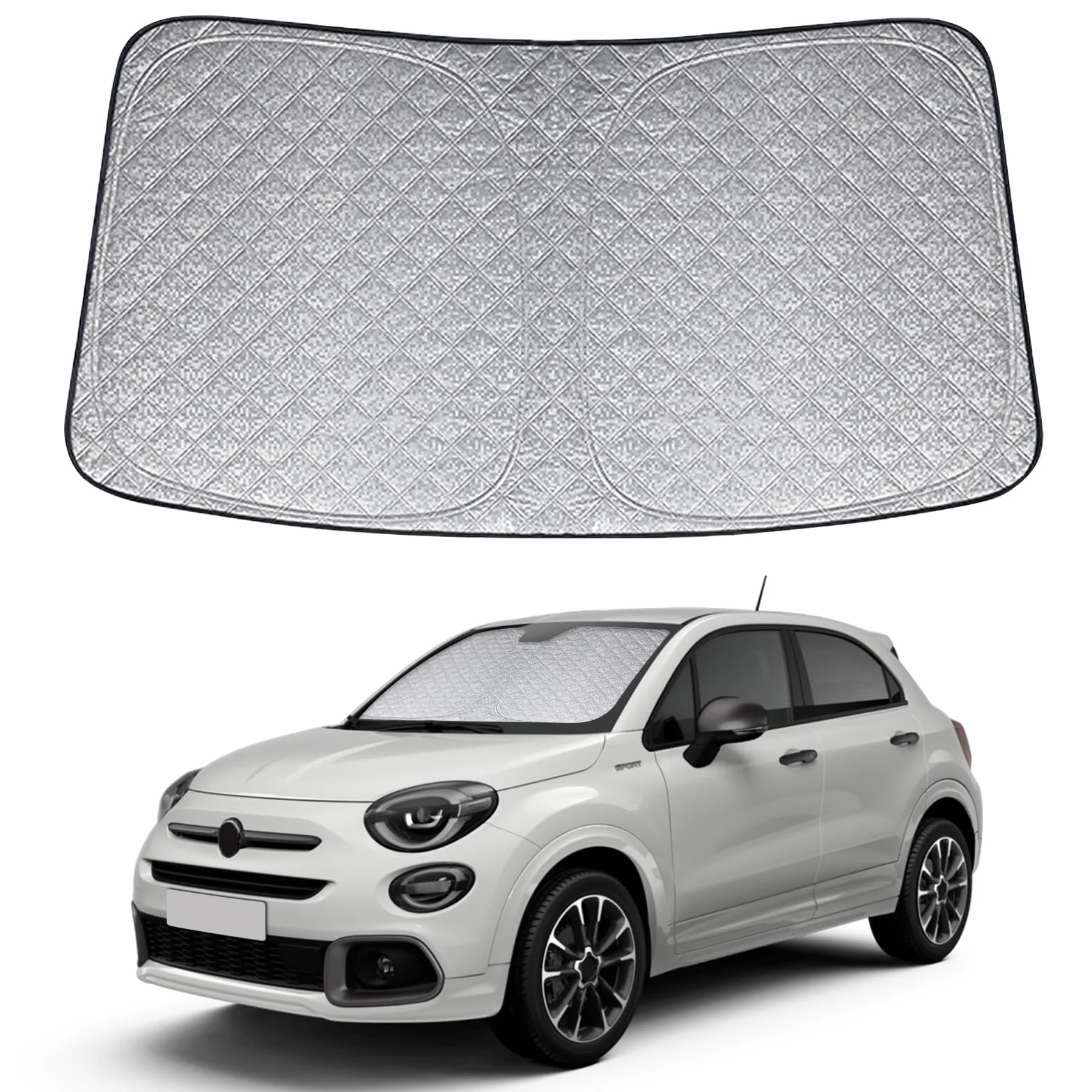 Parasole Auto Parabrezza Interno per Fiat 500X 2015-2026, Parasole per Parabrezza Anteriore, Pieghevole Blocca i Raggi UV Sun Visor Protector