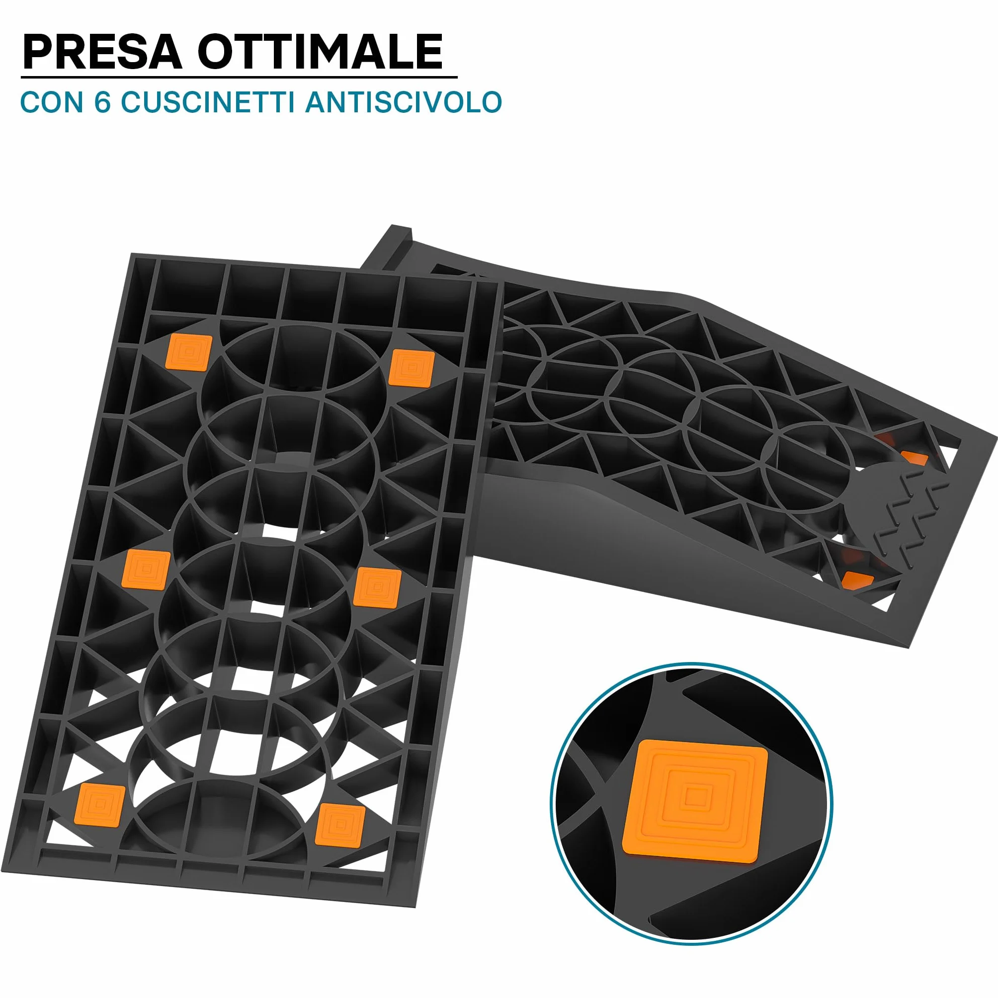 Wiltec Cunei livellatori auto veicoli 2 pz. max 3 t Rampa di livellamento in plastica