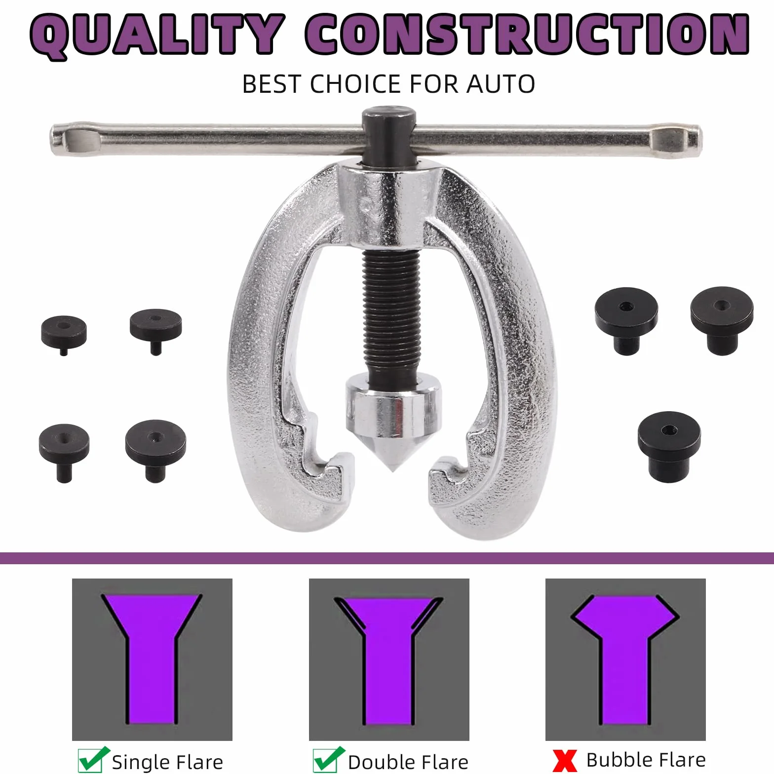 Swpeet Kit 10 utensili svasatura automatica piegatubi 3 in 1 180 gradi 1/2" 7/16" 3/8" 5/16" 1/4" 3/16" 5/8"
