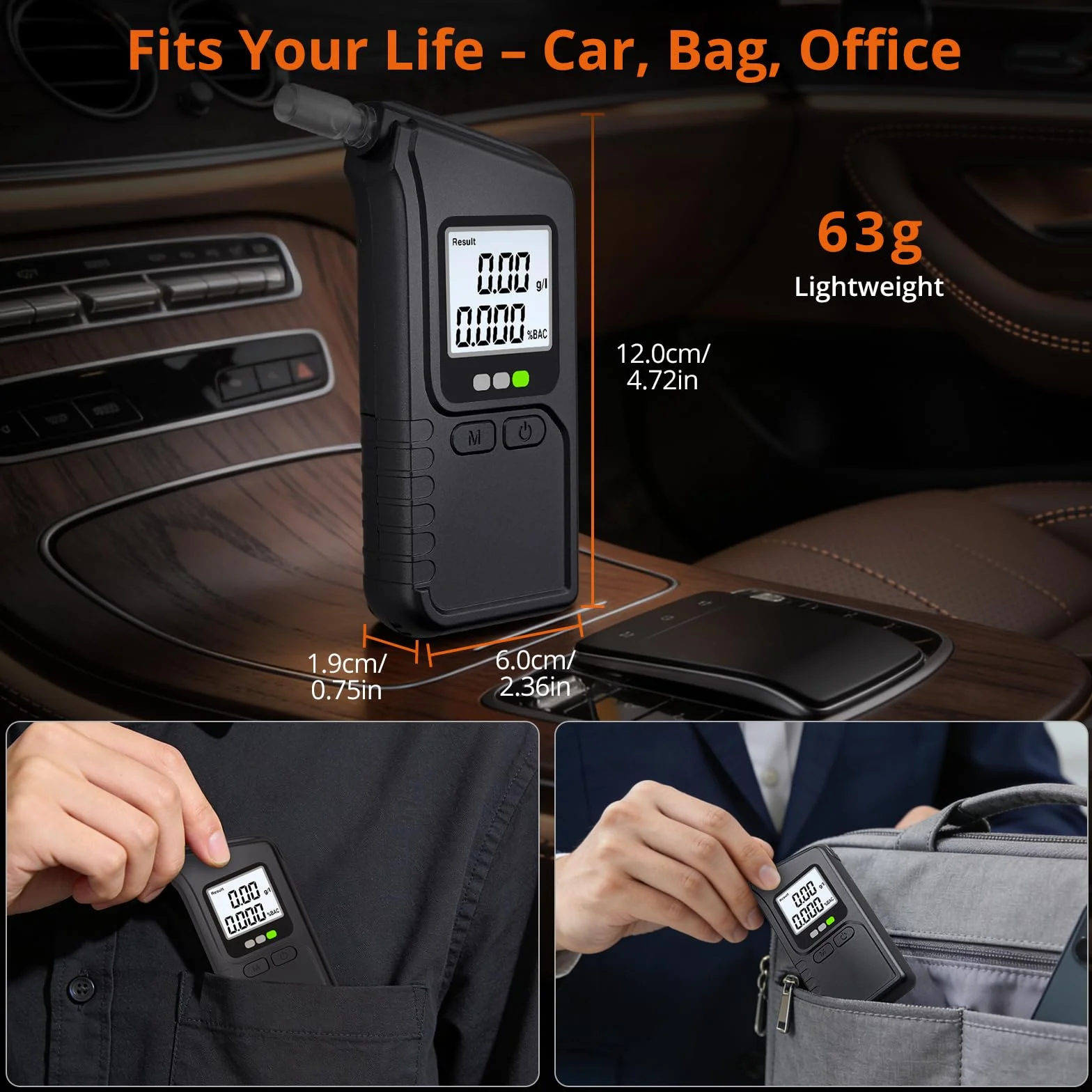 Proster Etilometro Portatile con Display LCD, Sensori Doppi, Misurazione Alcol nel Respiro, Include 10 Bocchini e Batterie