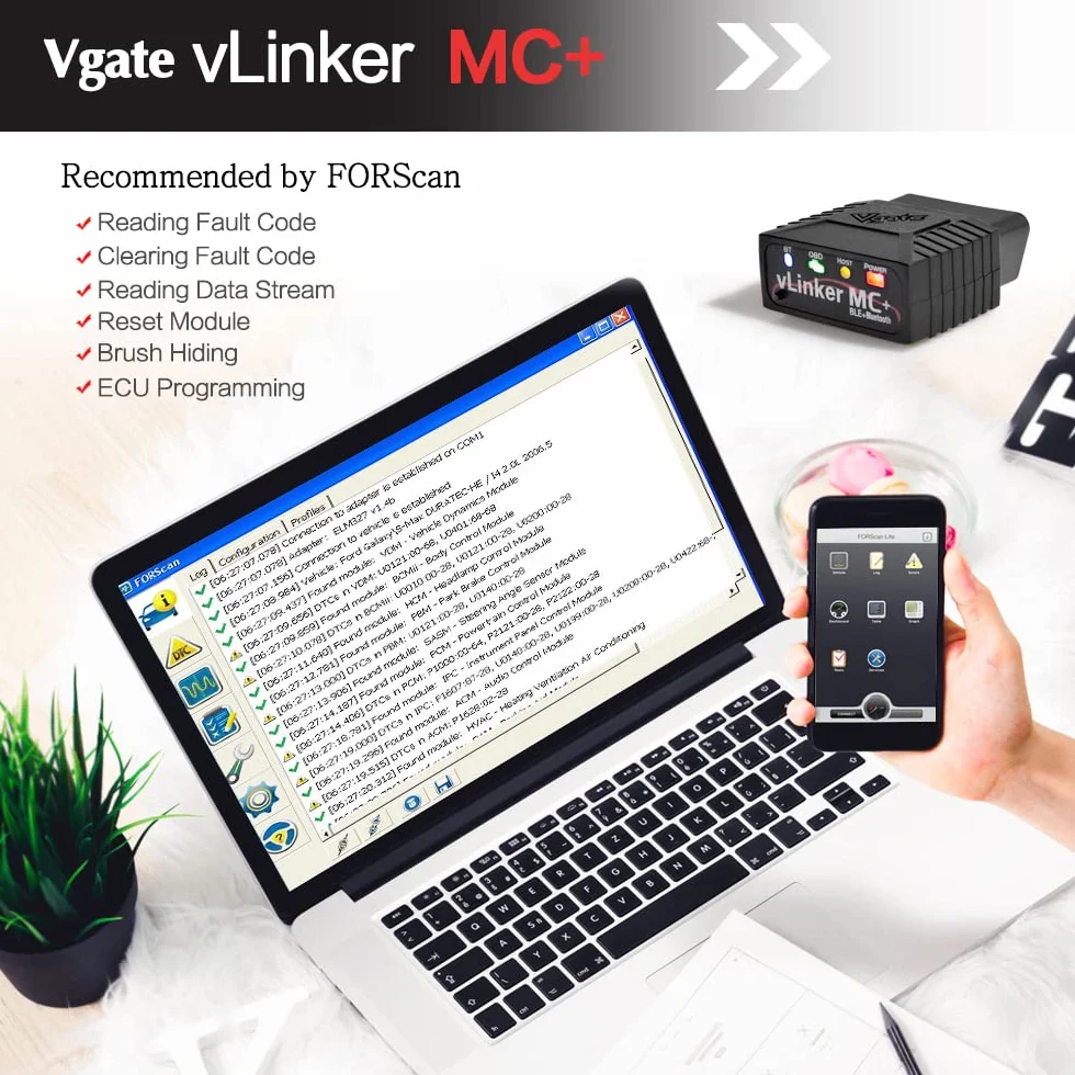 Vgate vLinker MC Bluetooth OBD2 OBDII Scanner per iOS Android Windows