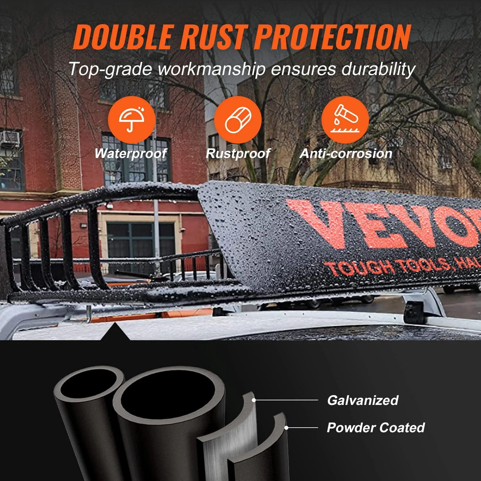 VEVOR Cestello Portabagagli da Tetto Auto SUV Acciaio Q195 130,5x91,5x12,7 cm Capacità 90,7 kg 16,3 kg
