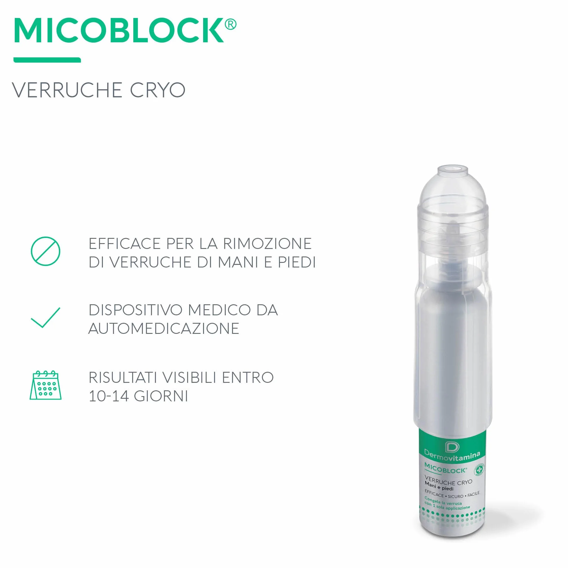 Dermovitamina Micoblock Verruche Cryo 38 ml - Rimozione Verruche per Mani e Piedi - Effetto Crioterapia per Adulti e Bambini 4+
