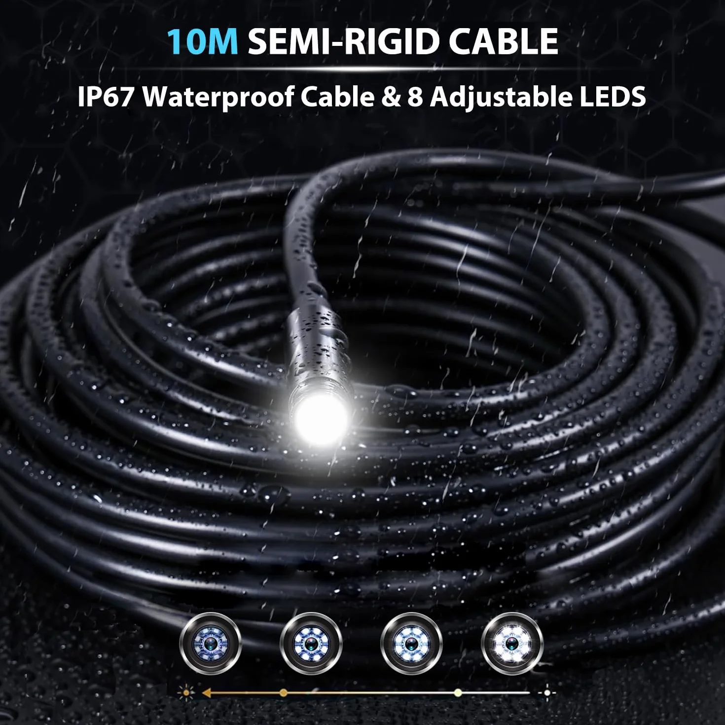 Endoscopio WiFi 1080P HD 10M IP67 con Sonda Semirigida per Smartphone iOS Android