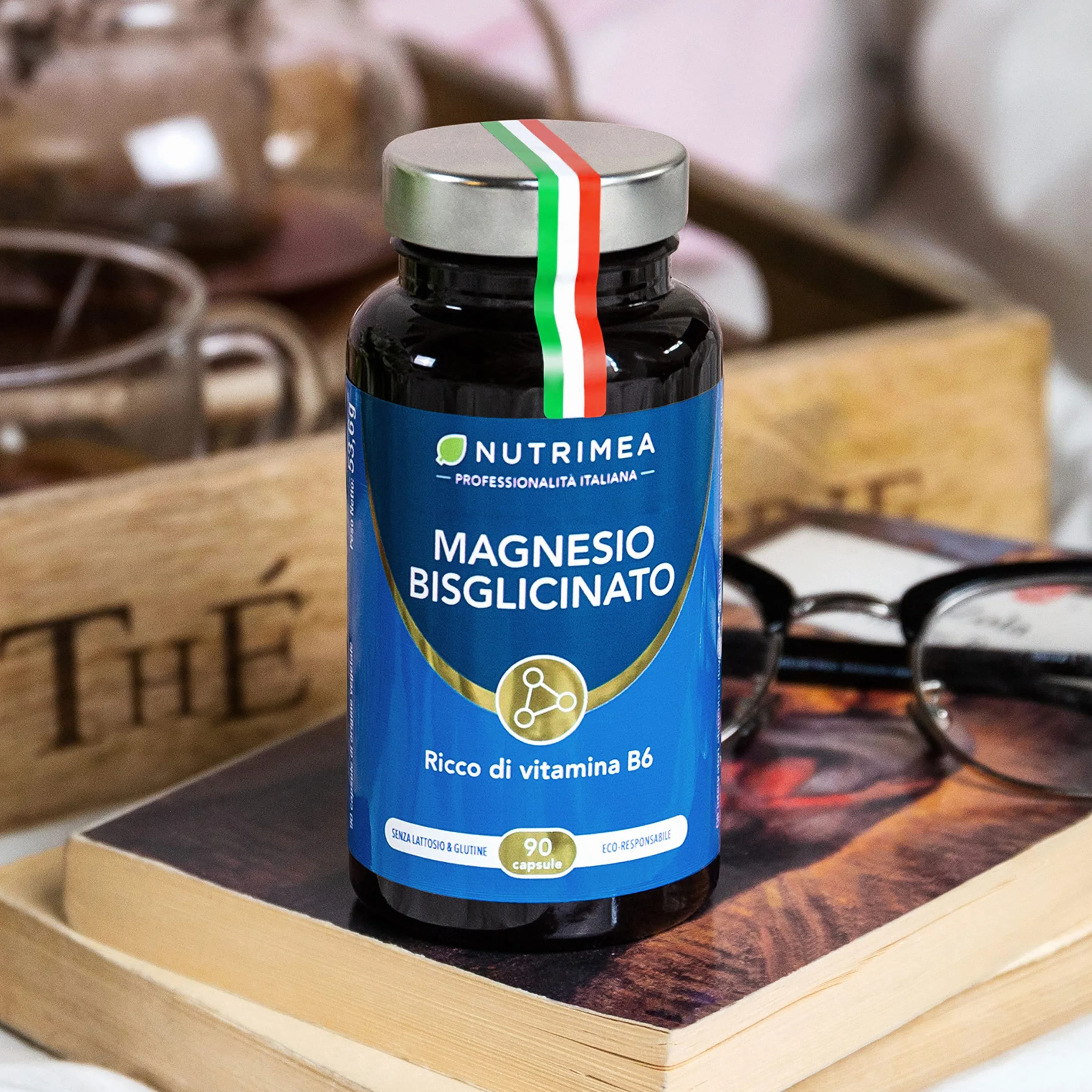 Magnesio Bisglicinato Chelato con Vitamina B6 90 Capsule Vegetali Nutrimea