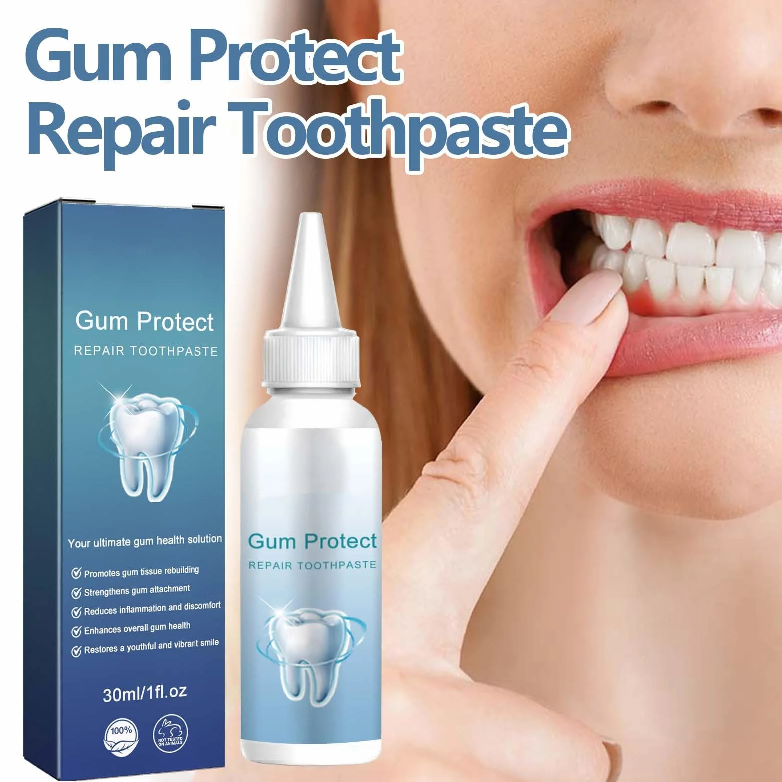 Gel per terapia gengivale Teeth Repair, riparazione recessioni gengivali, respiro fresco, pulizia profonda gengive, Protect Gums Oral Care